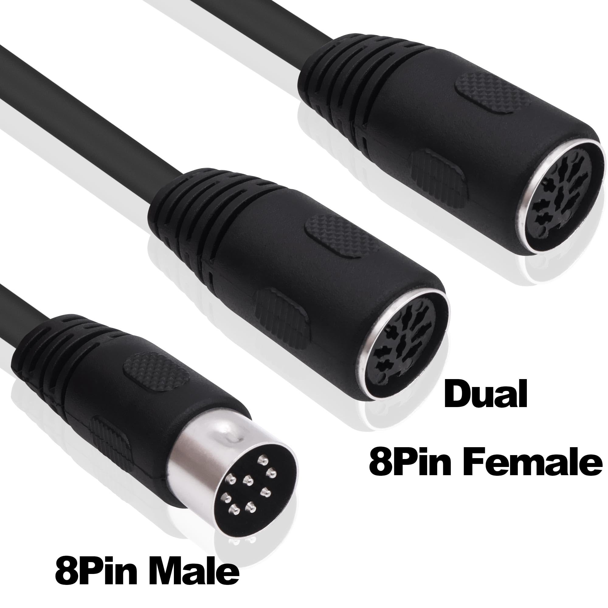 YARCHONN DIN 8 Pin MIDI Splitter Y Cable Adapter 8pin DIN 1 Male to 2 Female Extension Cord Wire for MIDI Keyboard Electric Piano TV Monitor Projecto-30cm/11.8in - Image 3