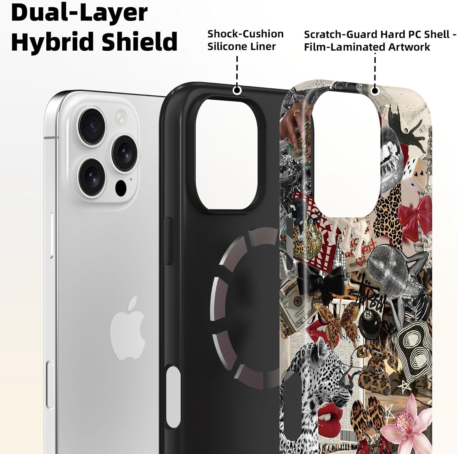 Lumen for iPhone 17 Case, Compatible with MagSafe, Leopard Collage Luxury image 2
