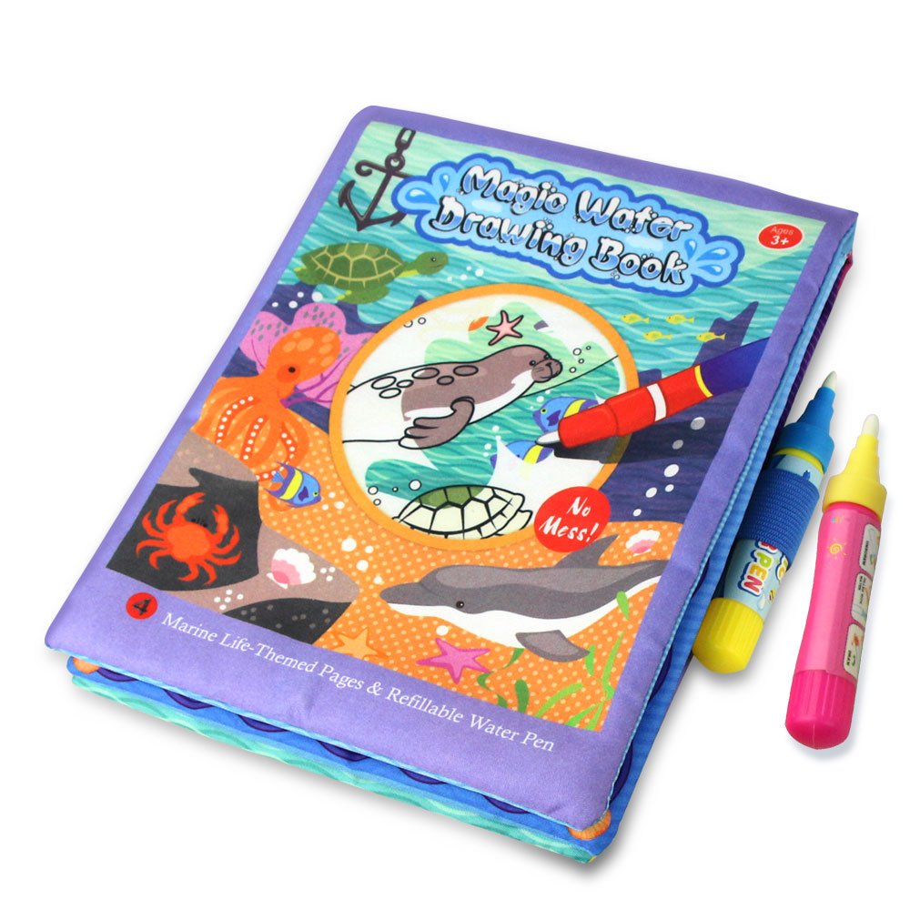 1 Pcs Animal/Farm/Sea World Theme Mаɡiс Water Drawing Book Coloring Тоу For Children Educational%Тоуss With 2 Pcs Water Pens (B)