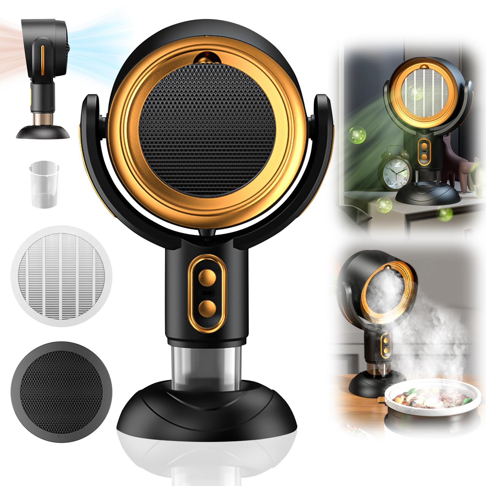 Tragbare Mini Dunstabzugshaube Desktop Rauchabzug Mit 2 Geschwindigkeiten 2400mAh Akku Und Abnehmbarem Filter Für Indoor BBQ Hot Pot (A)