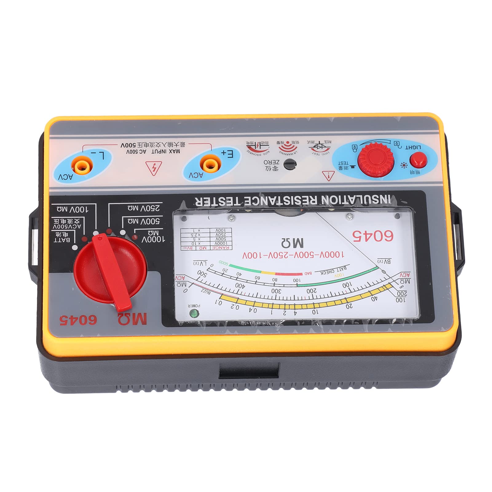 Tester di Resistenza di Isolamento 1KV 5MΩ‑2000MΩ Megaohmmetro, Misuratore di Resistenza di Terra a Batteria, TY6045