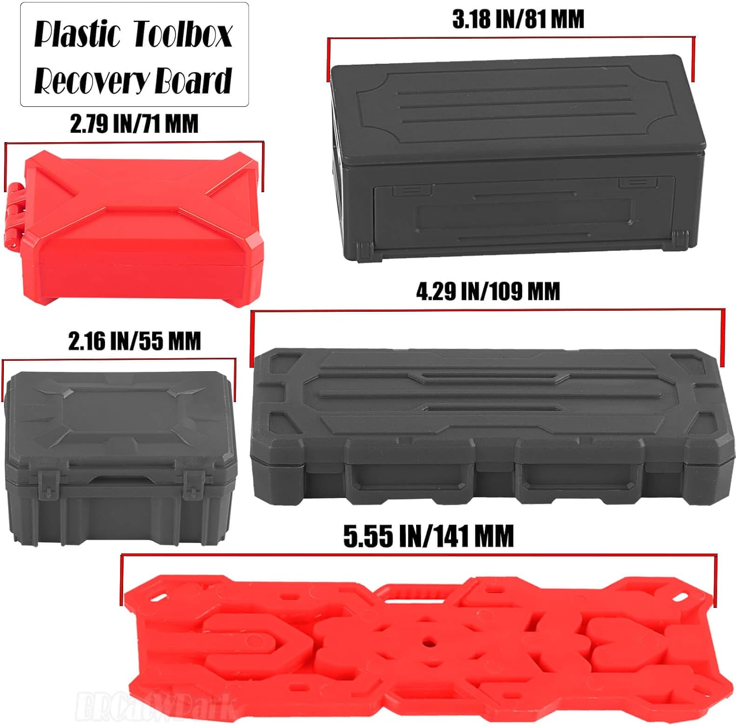 RC Crawler Car Decoration Upgrades Part for 1/10 Trx4 Trx6 SCX10 GEN 7/8,15 Pcs RC Crawler Car roof Decoration Luggage Net/Wood Box/Tank/Recovery Board/Toolbox/Shovel/Axe/Antennas,Blue