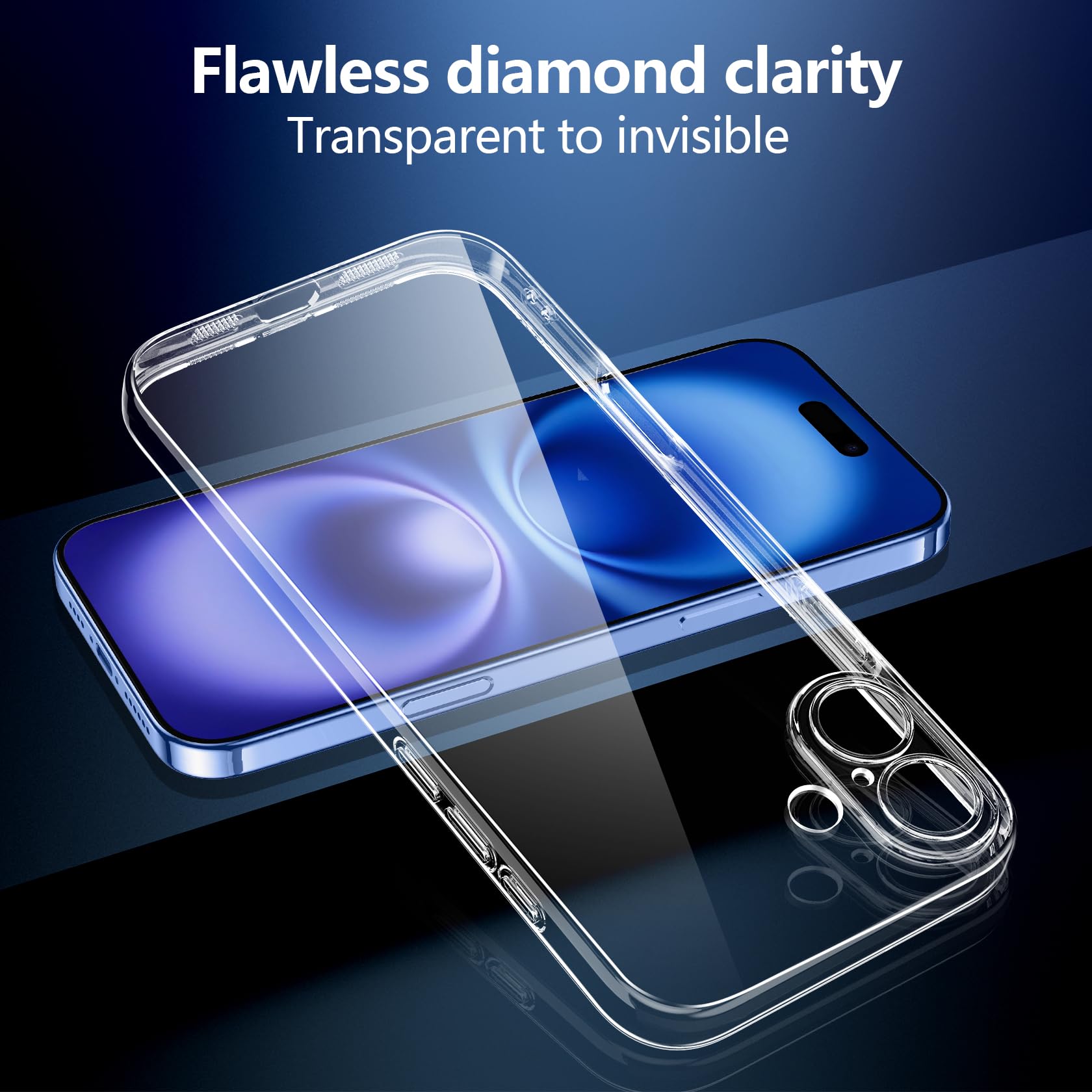 Qasyfanc Custodia Sottile Per IPhone 16 Pro + 2 Pellicole Vetro Temperato - Silicone Morbido, Anti-ingiallimento, Nero - 5