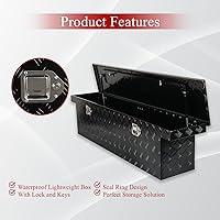 Vista 5 de 60''Inch Aluminum Truck Tool Box Trailer Chest Box Underbody Storage Organizer Waterproof Square Storage Organizer w/Lock & Keys Black(60" Lx12
