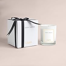 LLUM Suede Tuberose Glass Candle (220g), 100% Soy Wax, Smokeless, Eco-Friendly, Non-Toxic, Long-Lasting 40 Hrs Burn Time, Luxurious Perfume Scented Aromatherapy Candle Gift for Men & Women