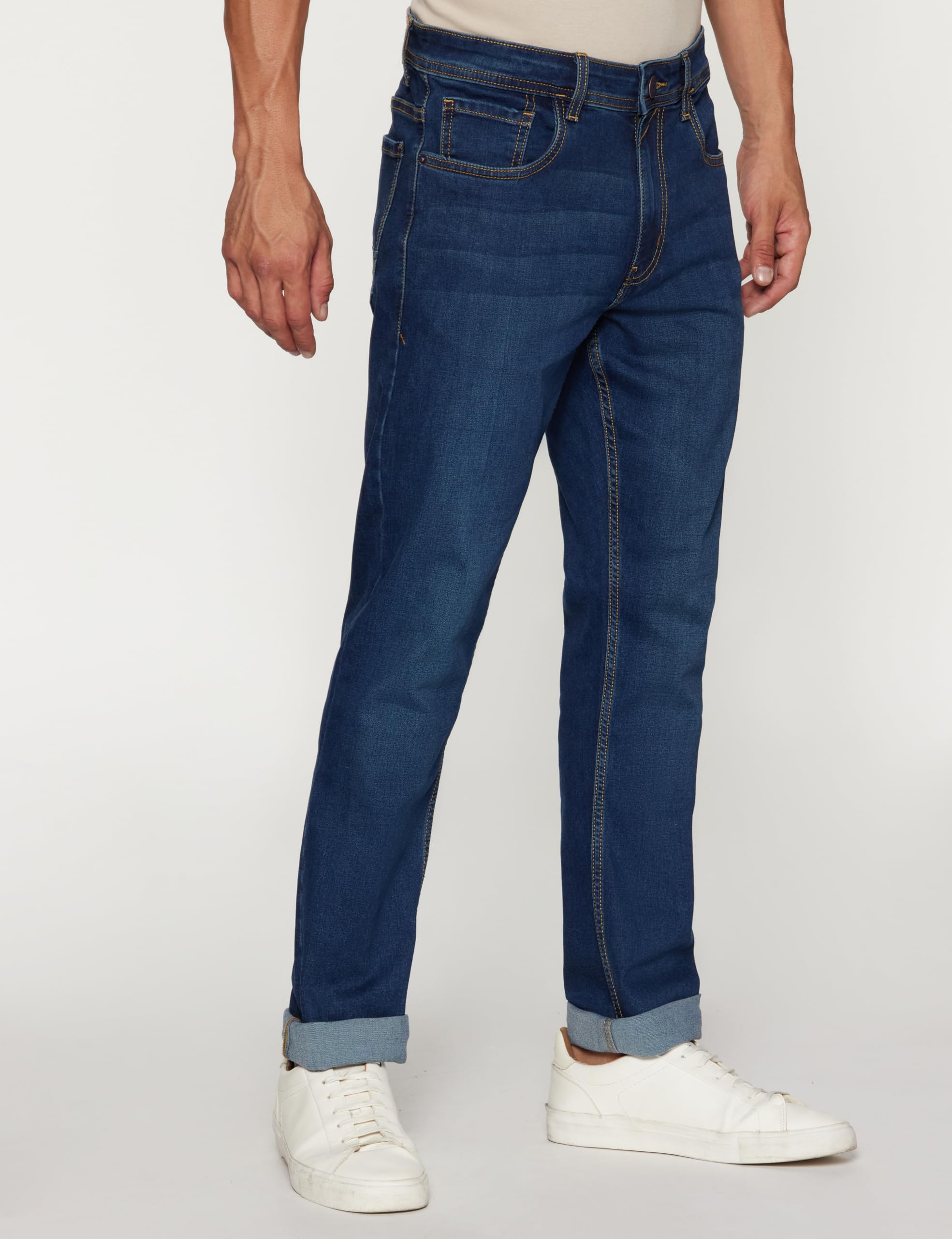 Peter England Men's Classic Tapered Stretchable Twill Mid Rise Jeans Navy Blue, 38 - Image 3 thumbnail