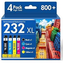Remanufactured Replacement for XP-4200 232XL Ink Cartridges Combo Pack Compatible for 232 Ink for Epson Printer XP 4200 4205 XP4200 XP4205 XP-4205 Workforce WF-2950 WF-2930 WF 2950 2930 4 Pack-KCMY