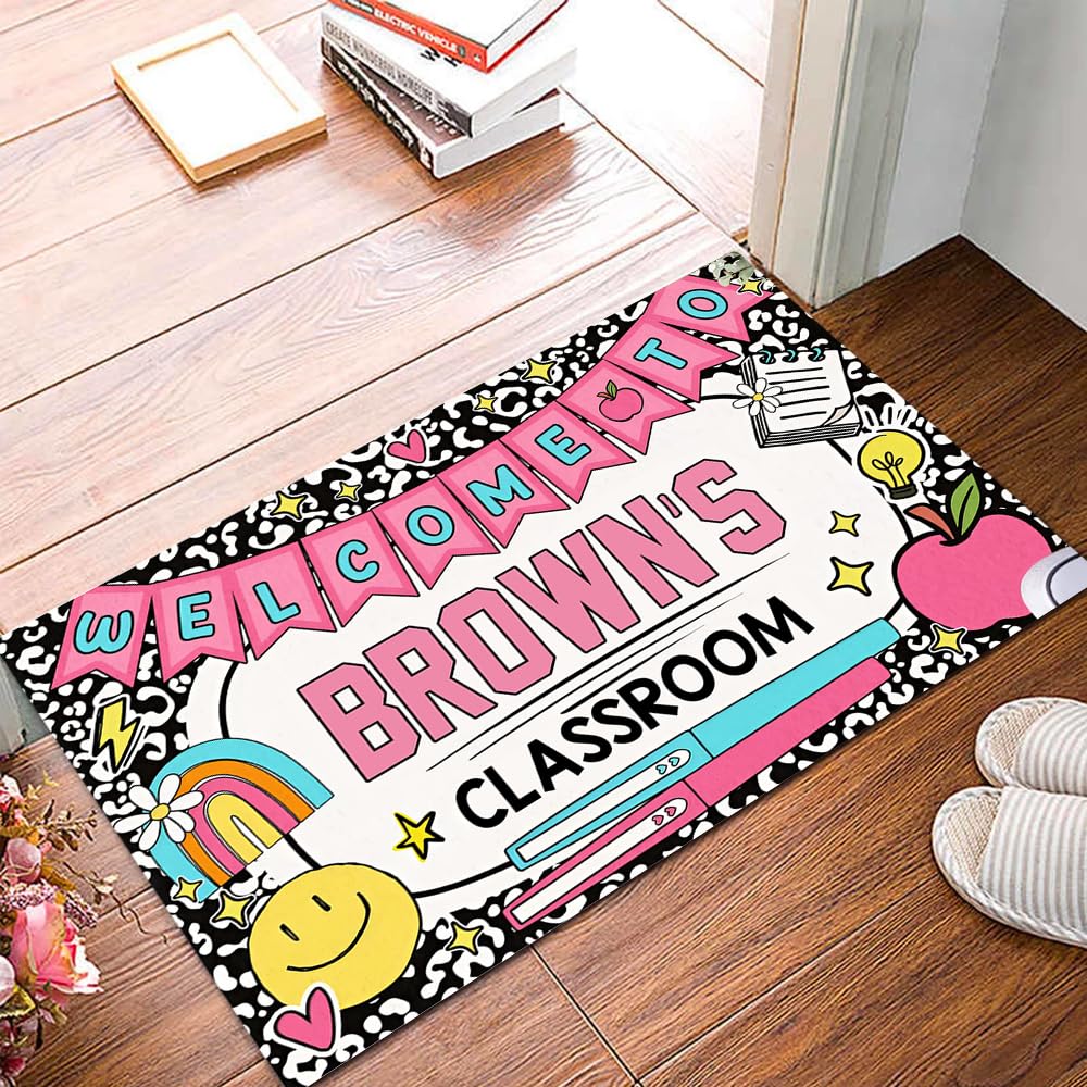 VIRAGIL Personalized Name Teacher Doormat, Customized Welcome Mat for Classroom, Back to School Doormat