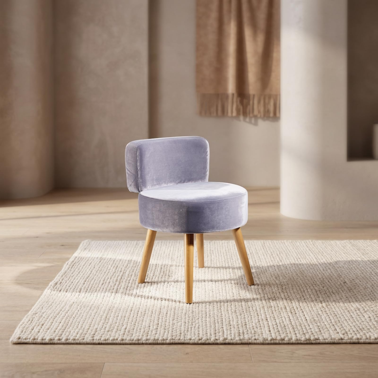 ECHTWERK Fauteuil, Bois, Dossier Haut, Pieds en Bois, Gris, 44 x 44 x 58 cm