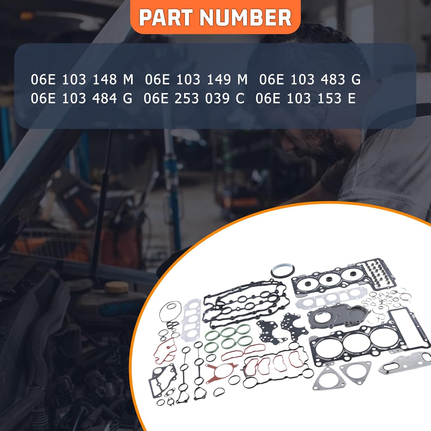 06E103148M Engine Overhaul Gasket Seals Repair Kit Fit for Audi A4 A6 3.2L V6 Replace for 06E103149M 06E103483G 06E103484G