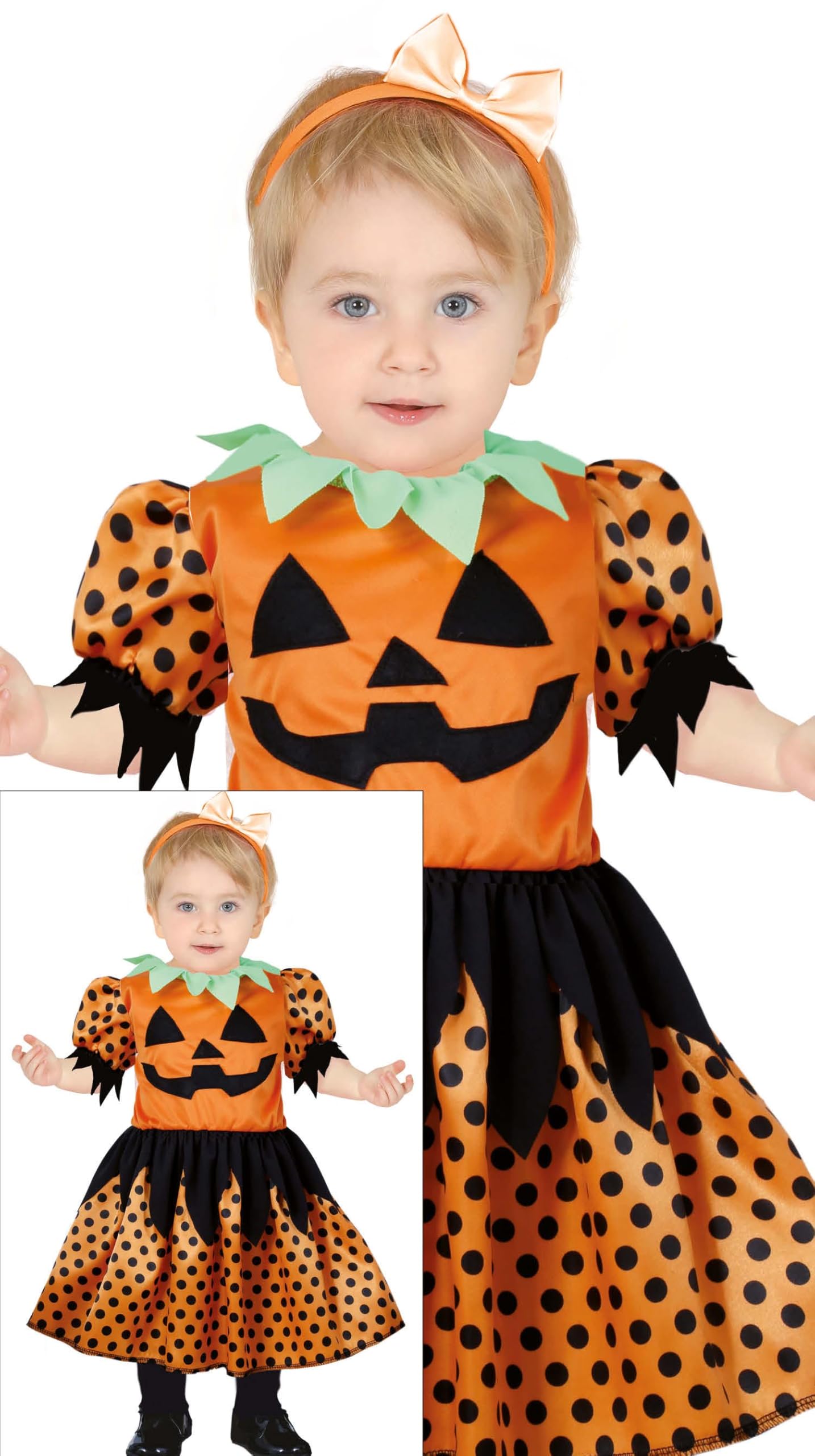 FIESTAS GUIRCA | Pretty Pumpkin Fancy Dress Costume Toddler (2-3 Years) - Halloween Dress for Children - Pumpkin Costumes for Fancy Dress Parties and Celebrations - Ideal for Toddlers