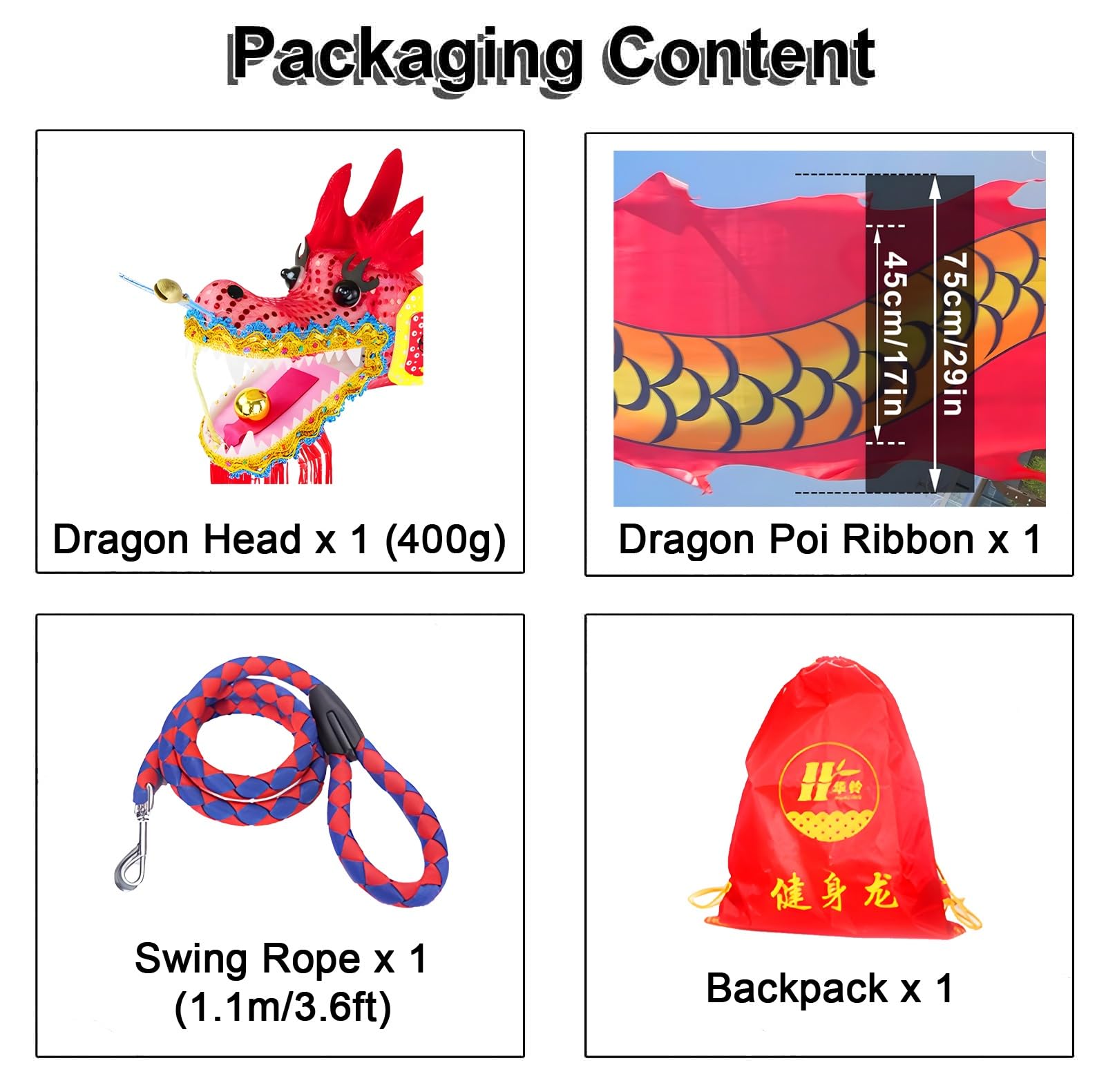 Dragon Dance Ribbon Fitness Dragon Dance Ribbon, Outdoor Party Sport Ribbon, Beginner Volwassen Lint(Color:1style,Size:6m/19.6ft