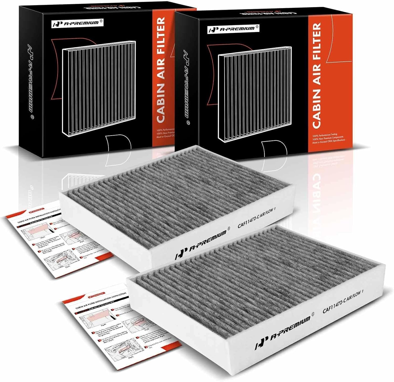A-Premium 2-PC Cabin Air Filter with Activated Carbon Compatible with BMW 320i, 320i xDrive, 328i, 328i xDrive, 330i, 330i xDrive, 335i, 335i xDrive, 340i, 228i, 230i, 428i, 430i, 435i, M2, M3, M4