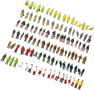 100PCS HO Scale Models People Set, Tiny DIY Resin Painted Mixed Seated and Standing Figures for Miniature Scenes