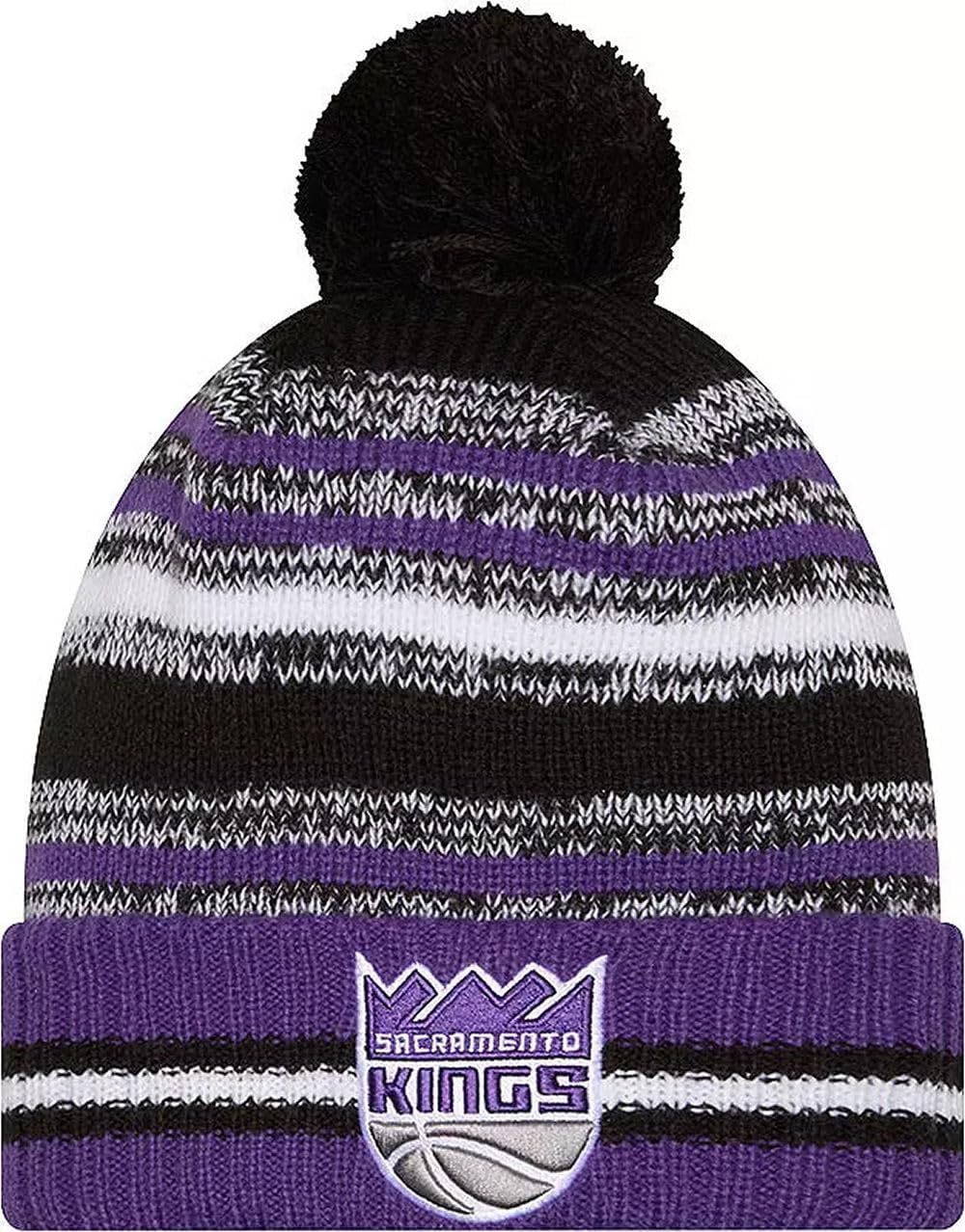New Era Sideline Sport Striped Cuffed Knit Beanie Hat Pom - NBA Cheer Winter Knit Toque Cap
