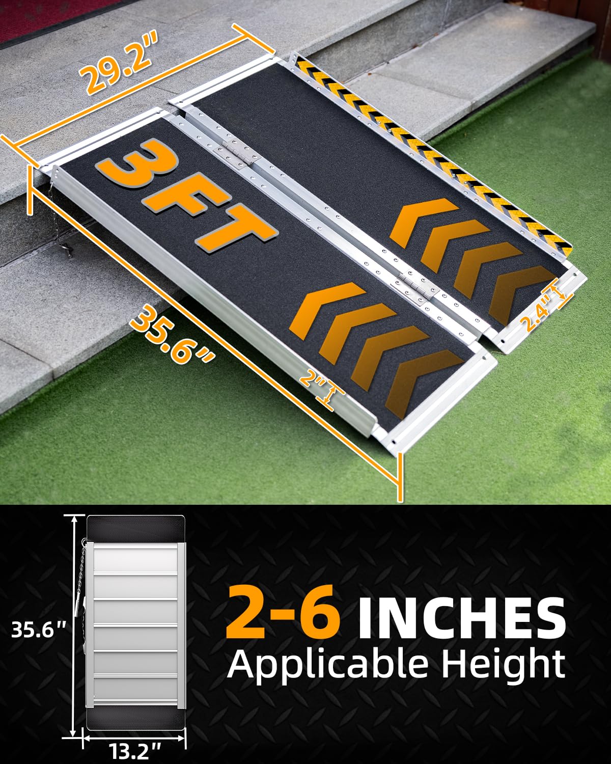 Portable Wheelchair Ramp - 3FT Aluminum Ramp -2