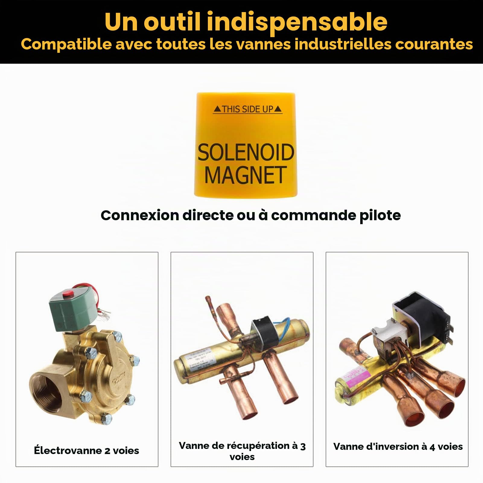 Solénoïde Valve Aimant Outil #TLMKC Aimant de dépannage 18 mm Compatible avec toutes les vannes industrielles courantes Jaune