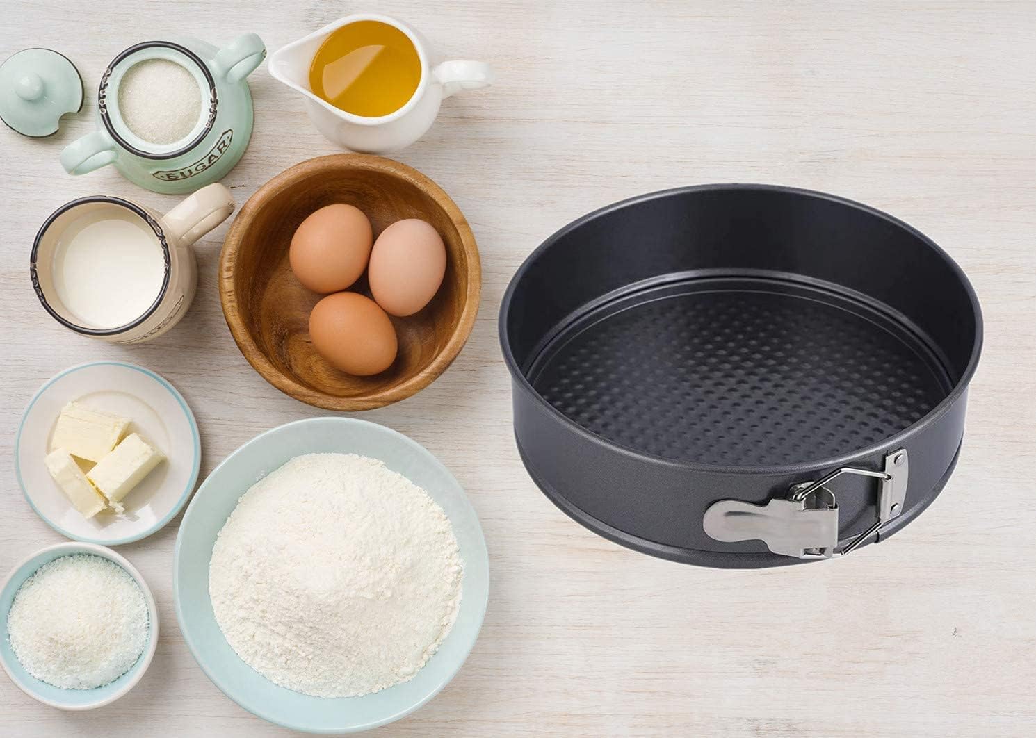 Coitak Backset Mit 4 Runden Kuchenformen (27,9 Cm, 22,9 Cm, 2x10,2 Cm) – Antihaftbeschichtet, Abnehmbarer Boden, Inkl. Backbleche & Pinsel