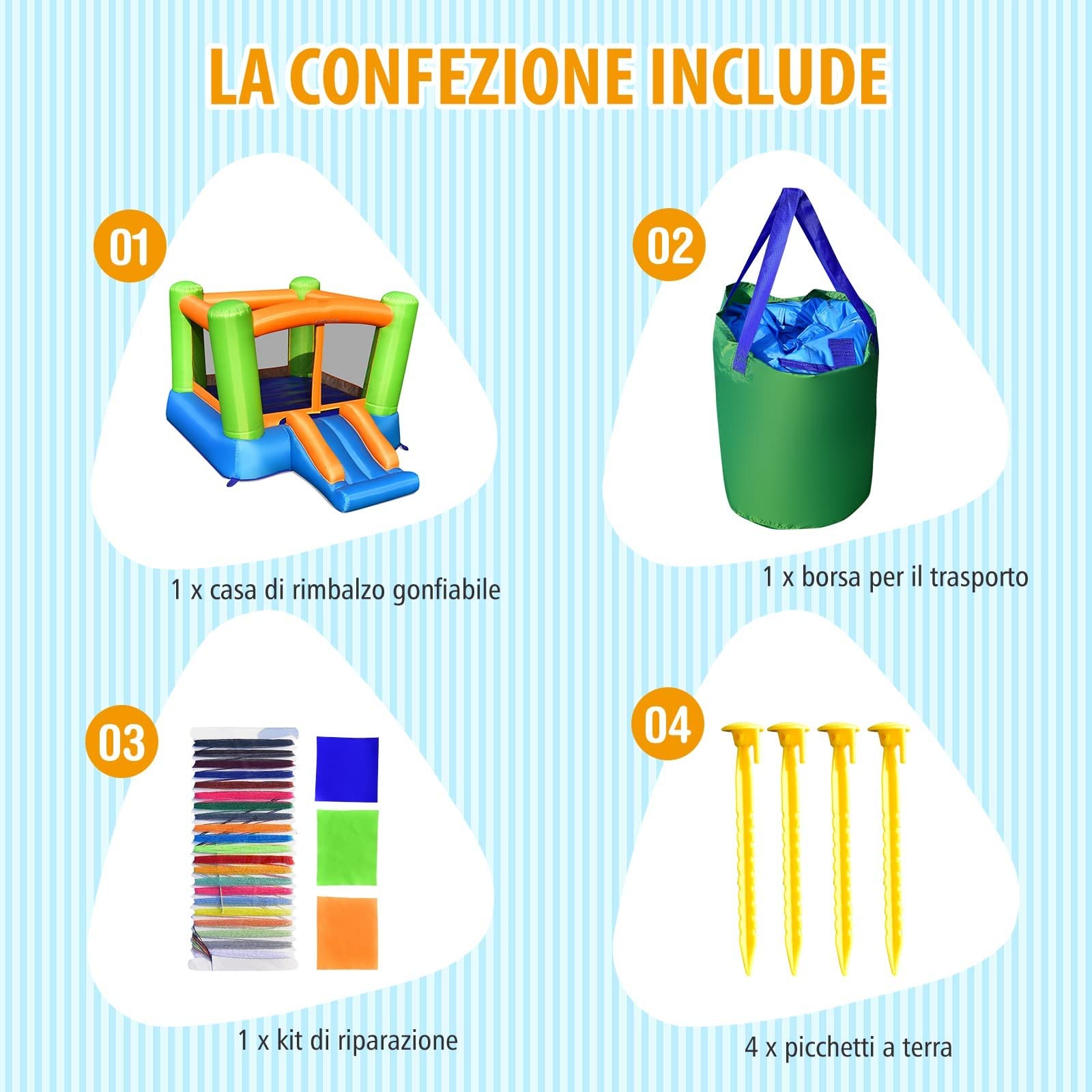 GYMAX Castello Gonfiabile, con Trampolino, Scivolo e Rete di Protezione, Aspetto Carino per Bambini da 3 a 10 Anni, Adatto a Interni ed Esterni