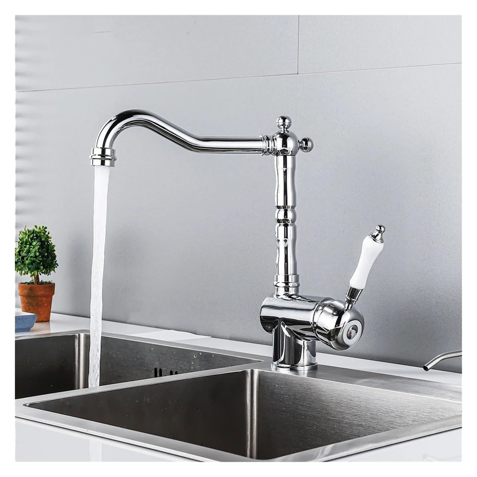 Robinet de cuisine en laiton chrome durable mitigeur haut de gamme