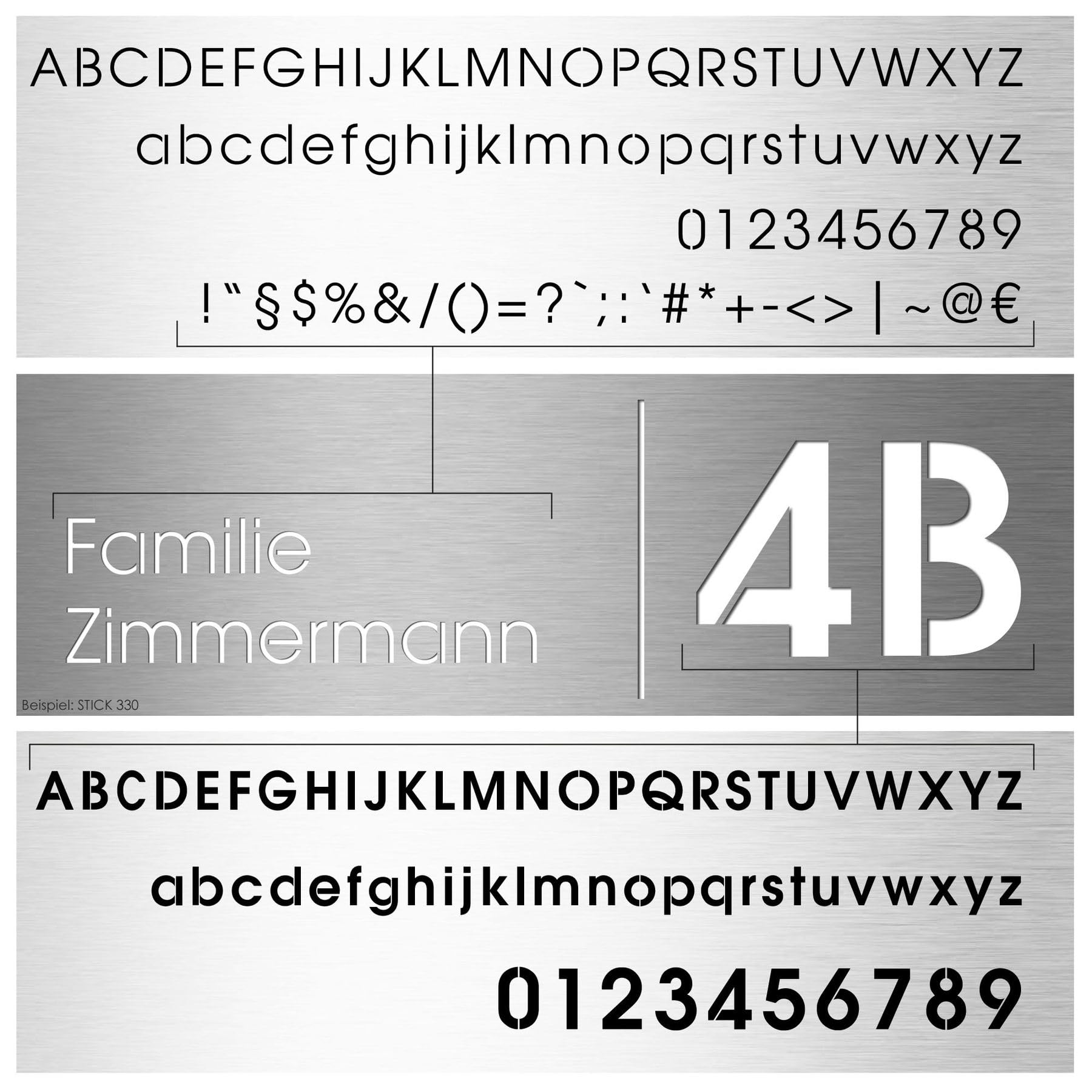 MOCAVI Stick 220 Edelstahl-Namensschild V4A graviert für Tür oder Briefkasten, groß, selbstklebend, modernes Design, passend für Box 500, 510, 570 und 580