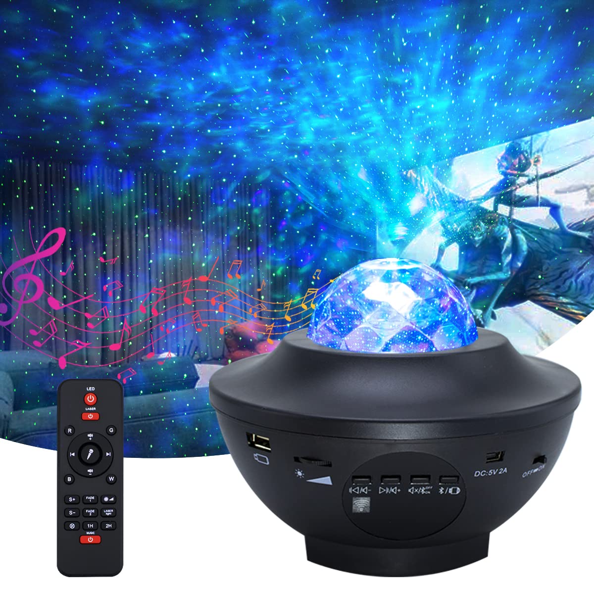 Buy Galaxy Projector, AZIMOM Night Light Star Projector Bluetooth Music