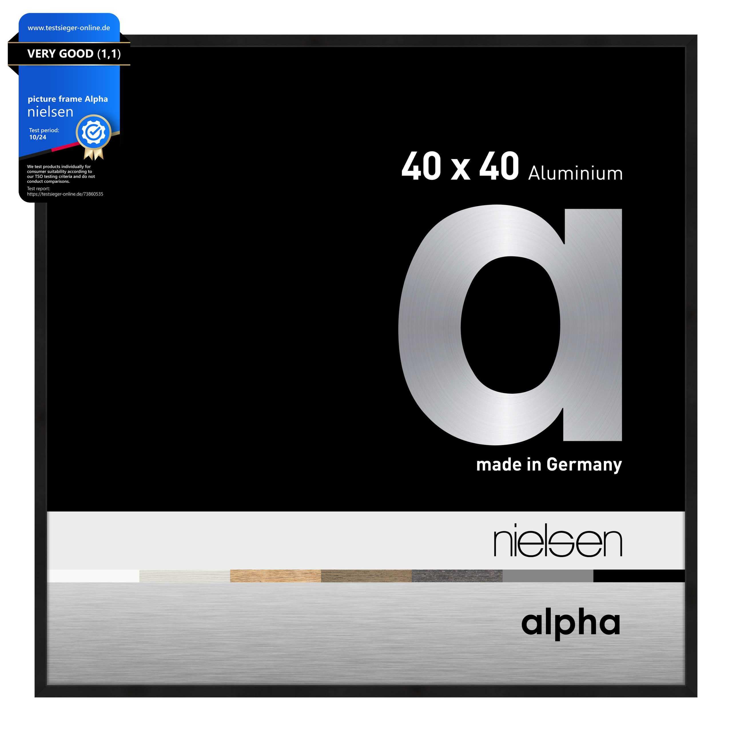 Nielsen Anodized Matt Black Alpha Aluminium Frame, 40X40 Cm, Lr. Matt Black