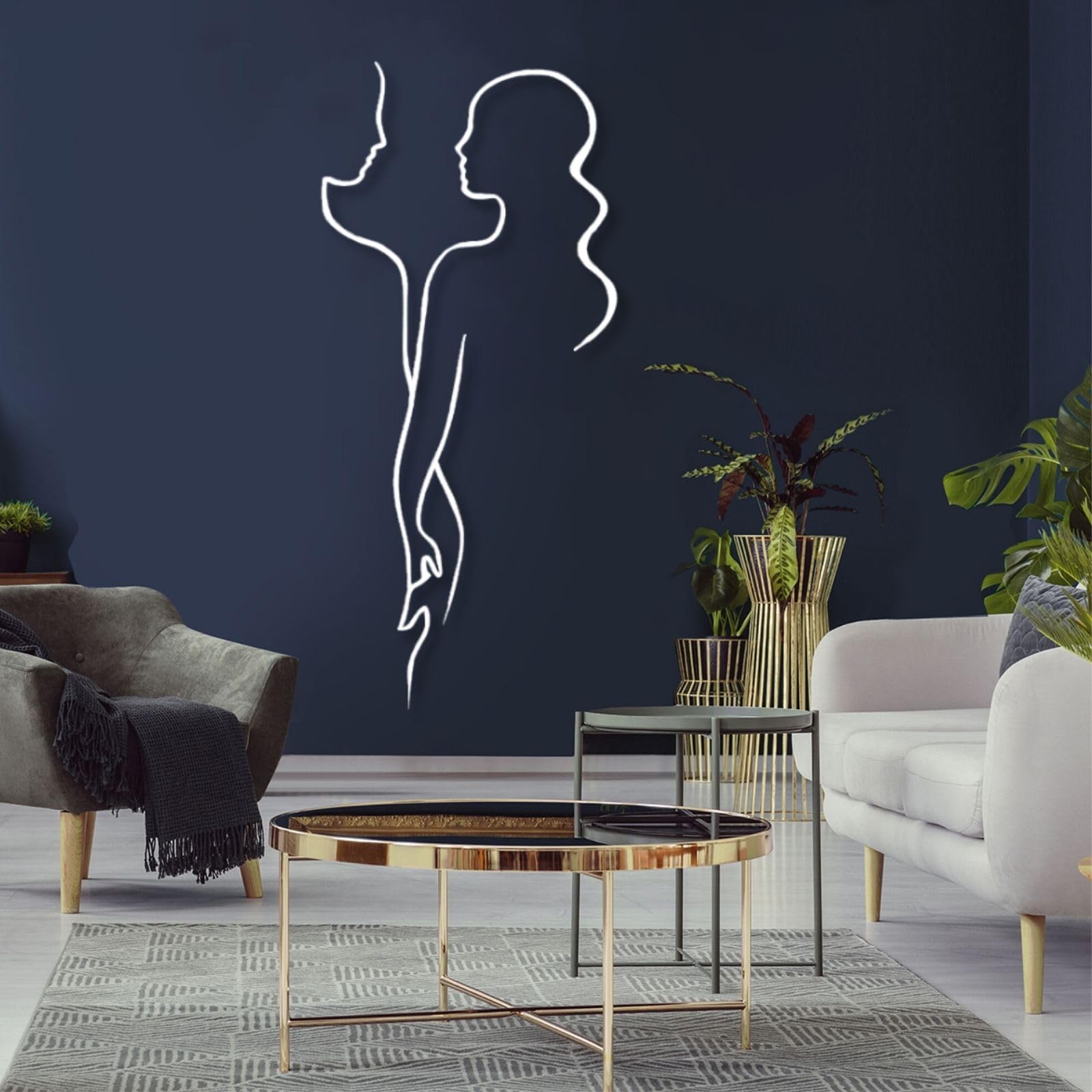 Pareja de la mano - Decoración de pared de metal, estilo minimalista