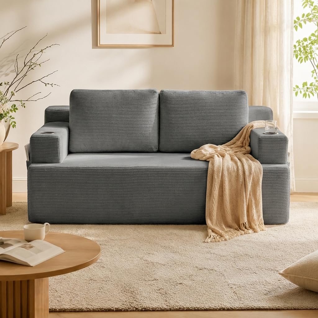 YINIX Boneless Sofa 2 Sitzer mit Getränkehalter & Seitentasche