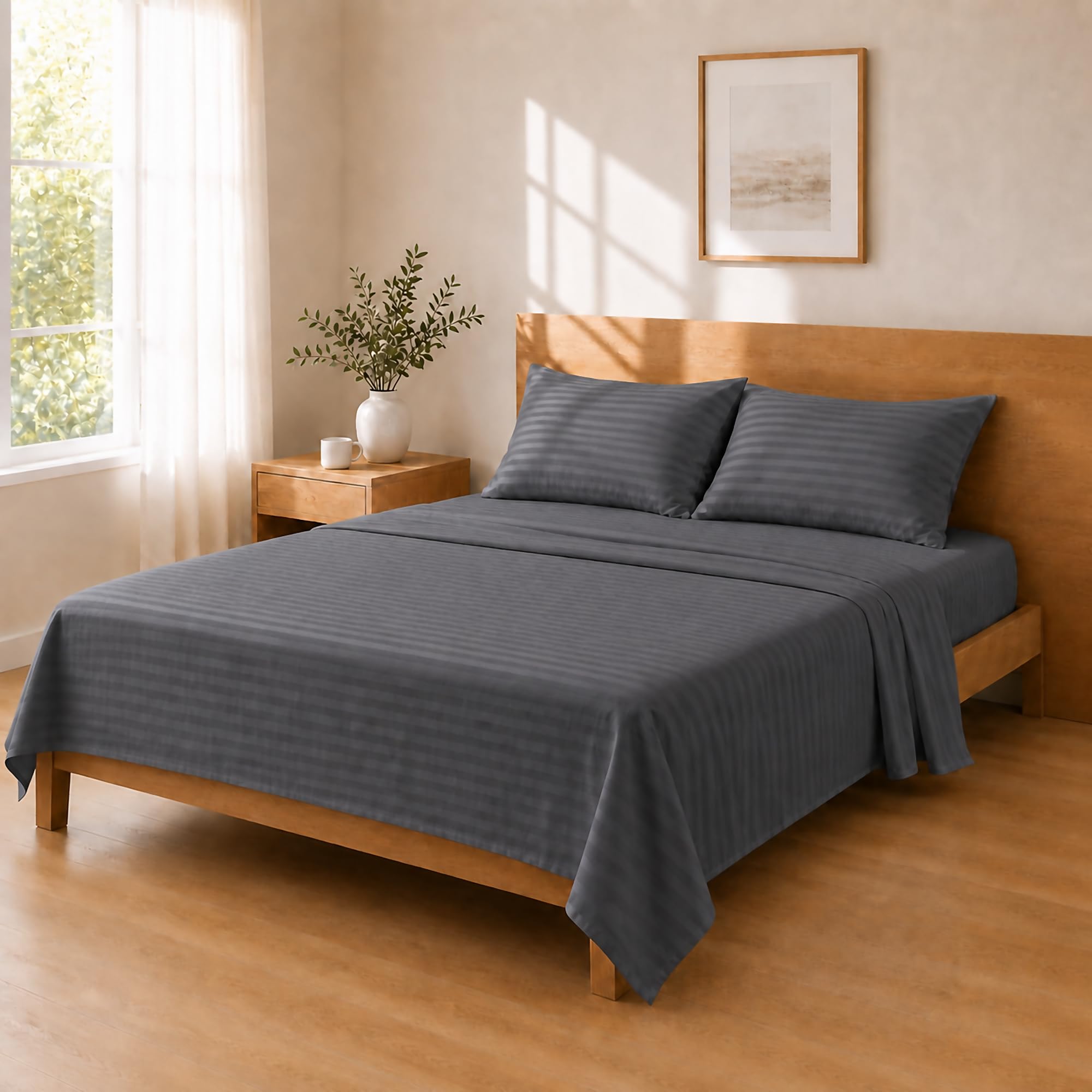 Homebliss Dark Grey Microfibre Sheet Set 240 X 250 / 180 X 200+25 / 50 X 80 X 2,