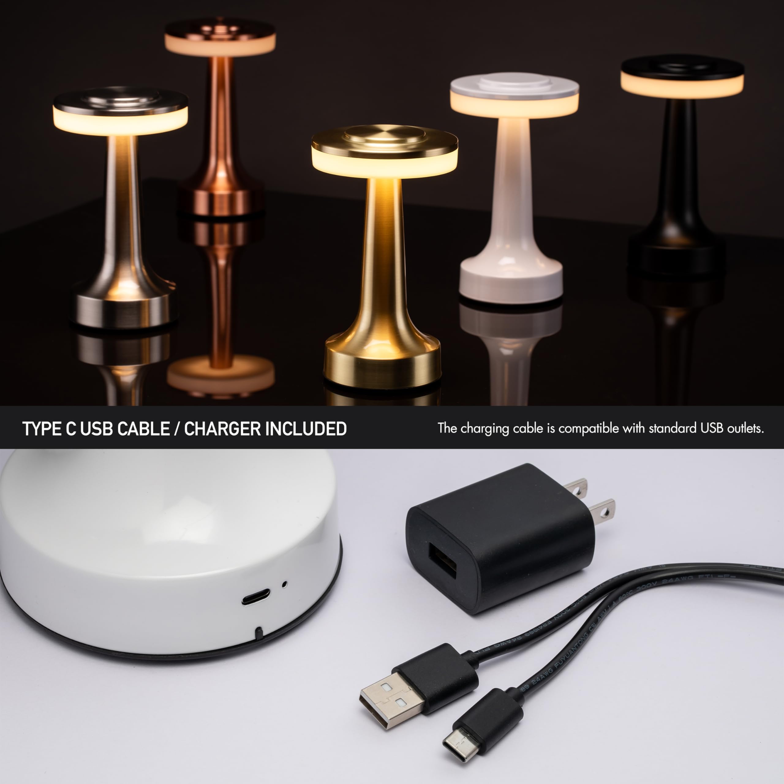 O'Bright Lampada da tavolo a LED portatile con sensore touch, luminosità a 3 livelli, batteria ricaricabile fino a 48 ore di utilizzo, luce notturna per cameretta dei bambini, lampada da comodino