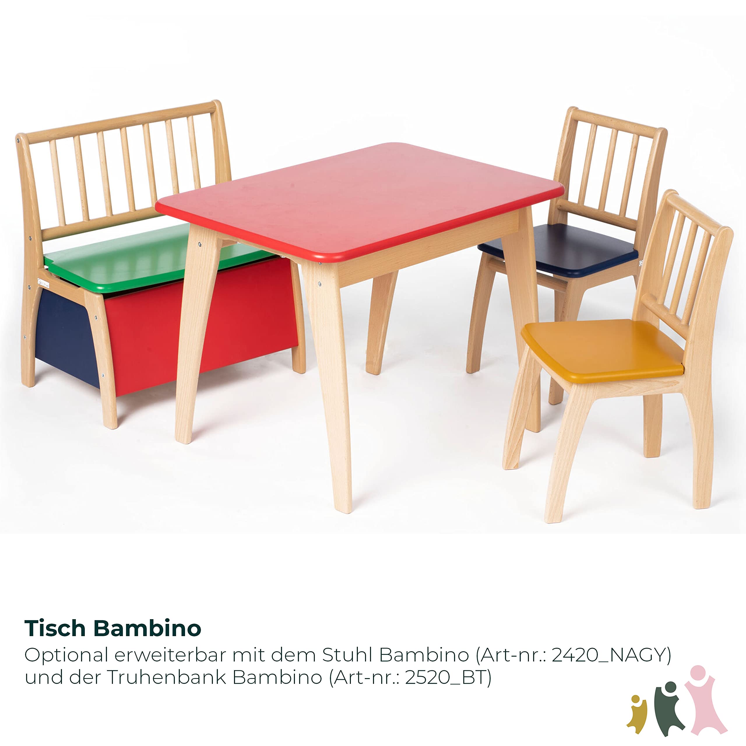 Geuther Tisch Bambino Höhe 55 cm Buche-Massivholz Ideales Kinderzimmerzubehör bis 6 Jahre Passender Spieltisch Bambino Möbeln Bunt