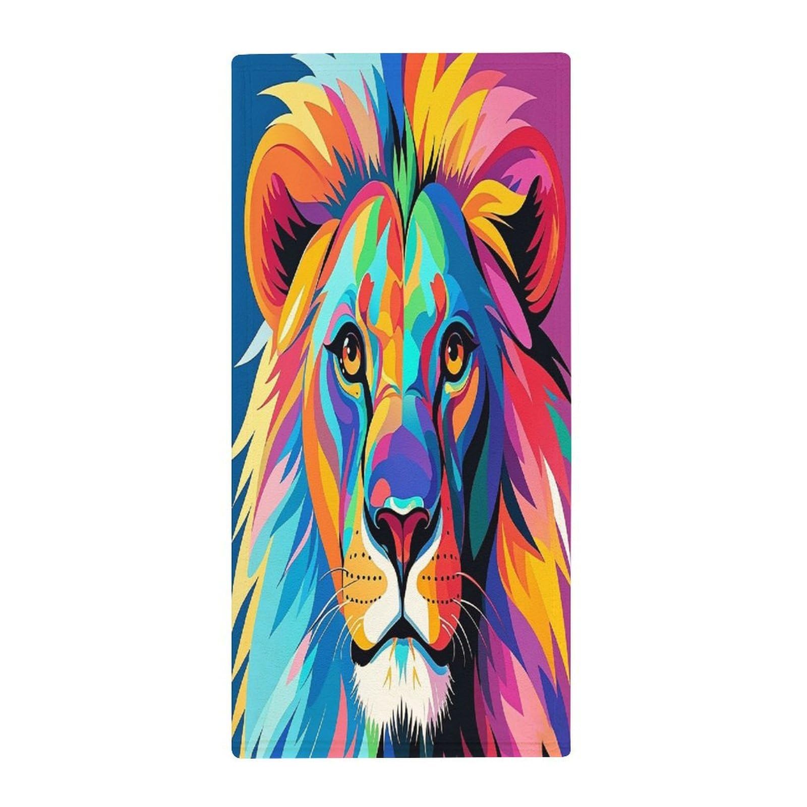 FekiLoot Colorful Lion Bath Towel Super Soft Highly Absorbent Bath Towel Fashion Quick Drying Bathroom Towel Soft Large Fingertip Towels for Bathroom Gym Travel Camp Pool