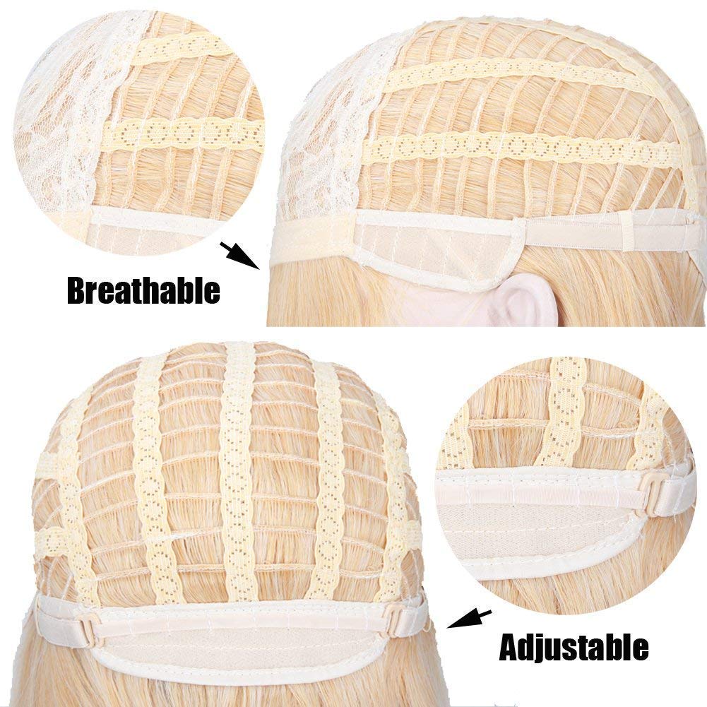 BERON Rainbow Wig Short Curly Wig Women Girl's Synthetic Wigs Rainbow Wigs with Bangs Hairnet Included