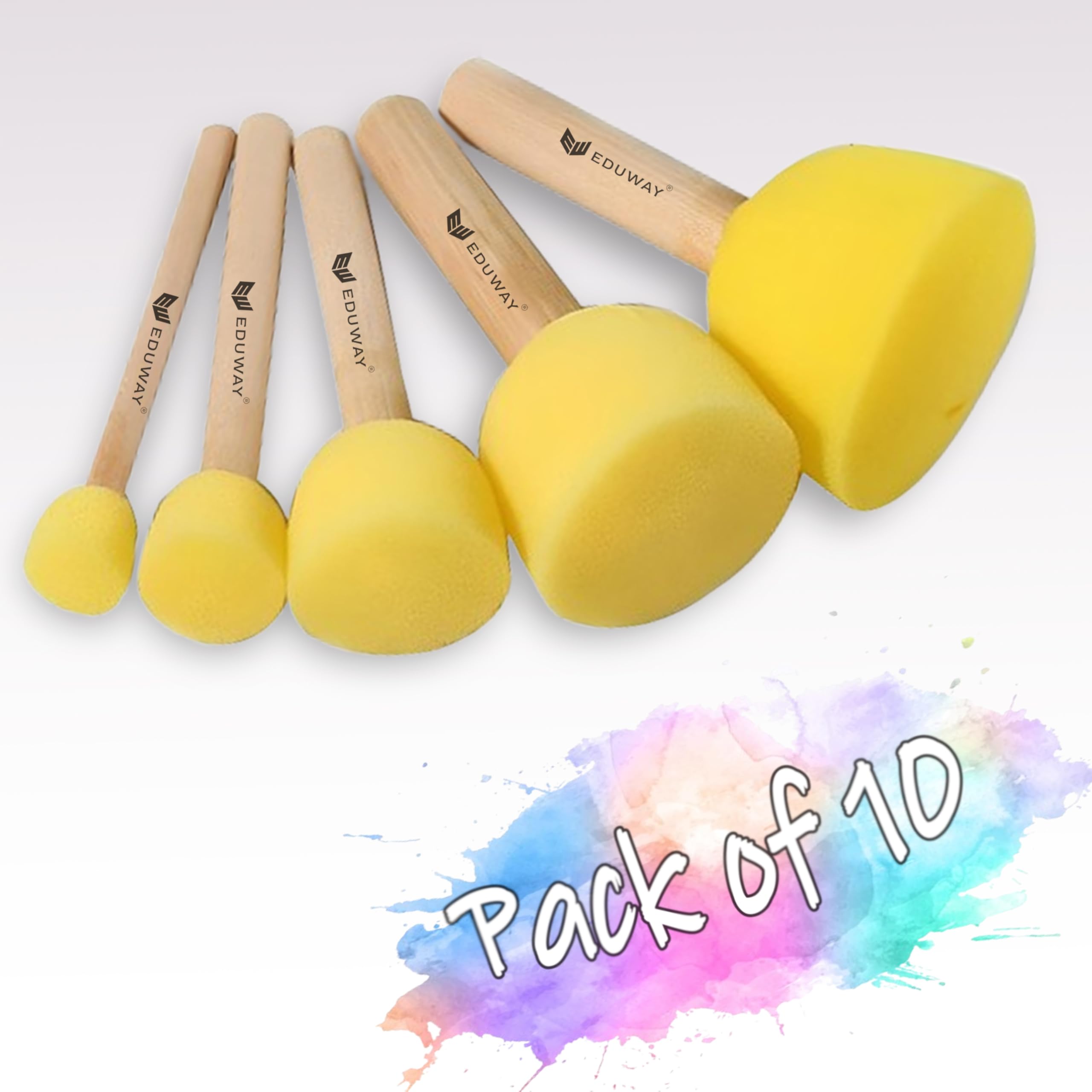 Eduway 10 Pcs Round Stencil Foam Sponge Dabber Set with Wooden Handle Brush Set for Art & Craft, Wall Paintings | Stippler Set DIY Painting Tools- (Assorted Sizes) (Pack of 2) (B0DDJ8B8JR) Amazon Price History, Amazon Price Tracker