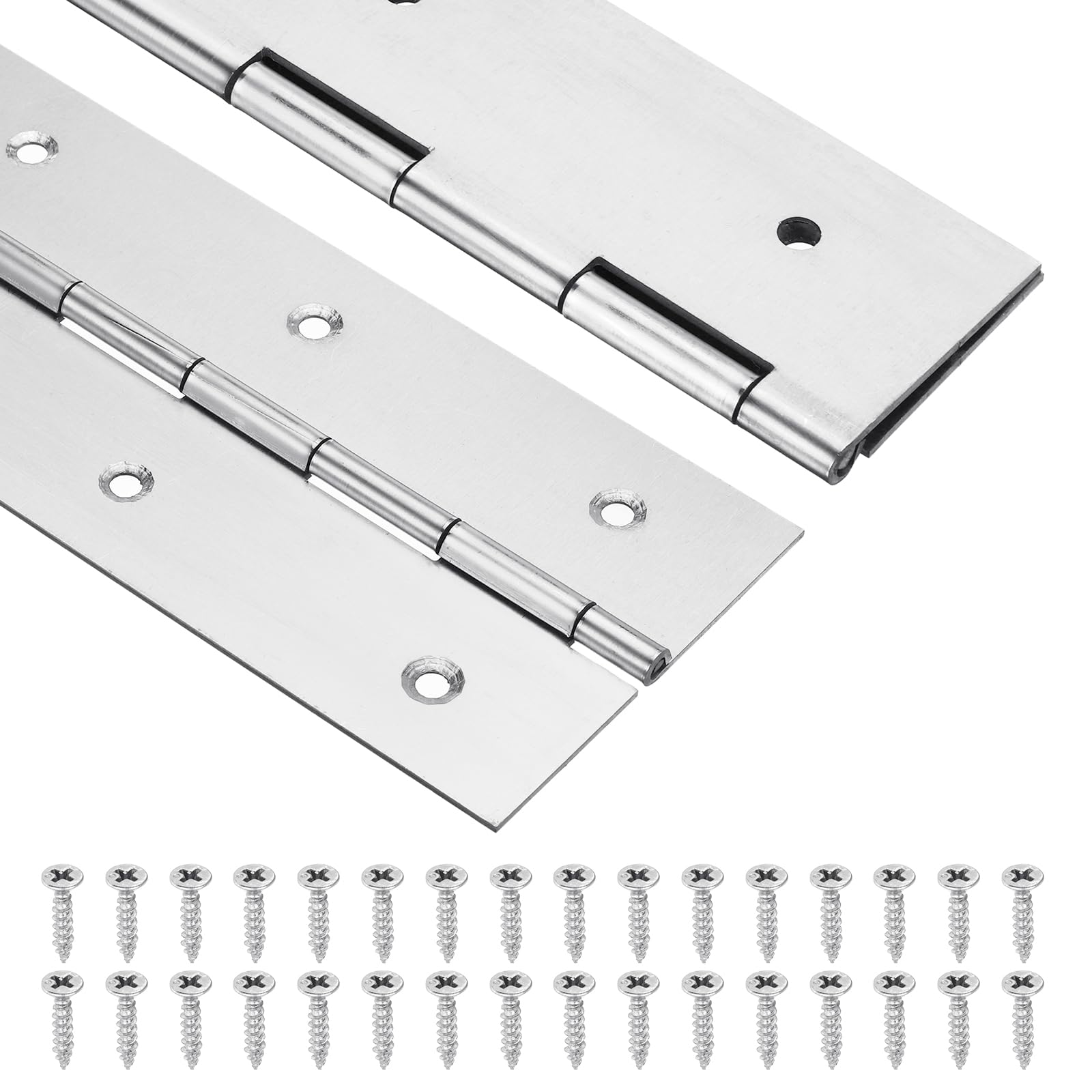 Charnières de piano continues de 7,6 cm de largeur en acier inoxydable robuste pour menuiserie