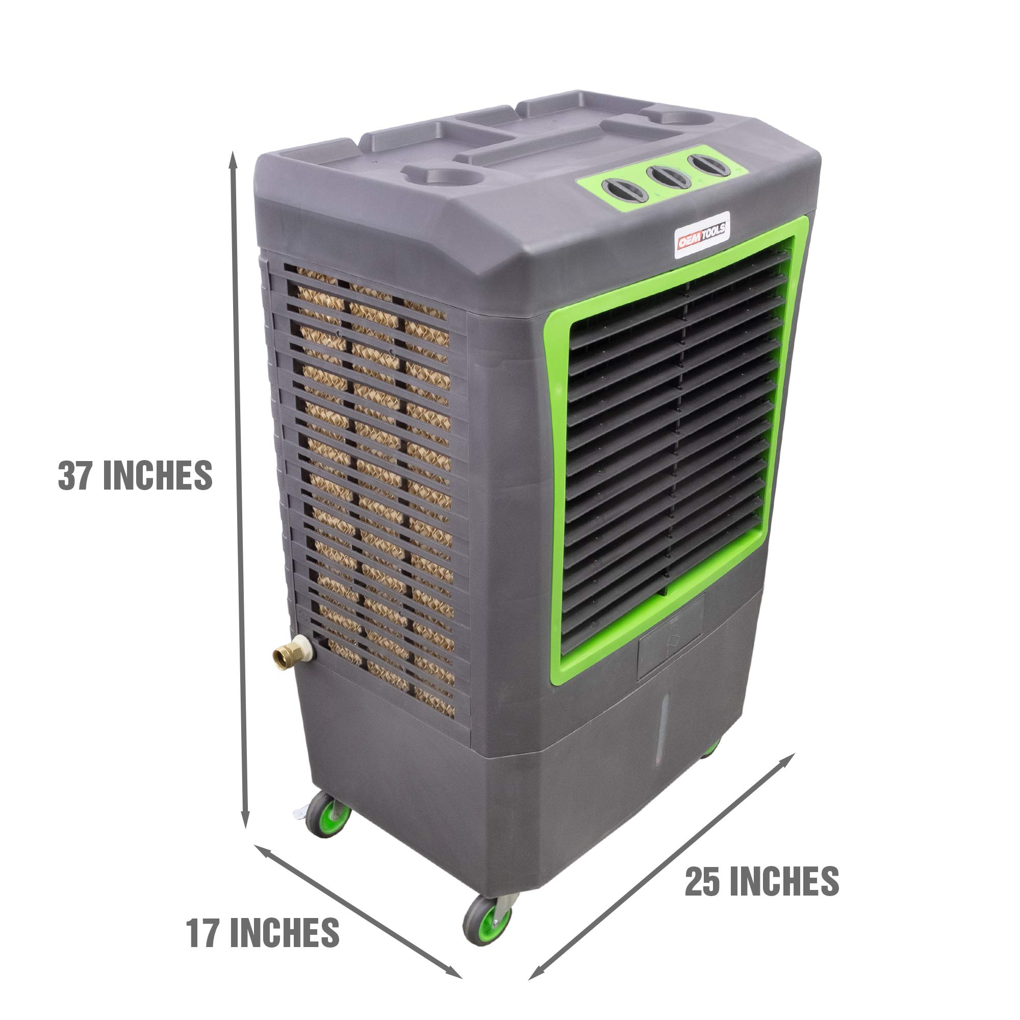 OEMTOOLS 23968 3Speed Evaporative Cooler, Green and Gray, Cools Up to 950 Square Feet, 3100 CFM