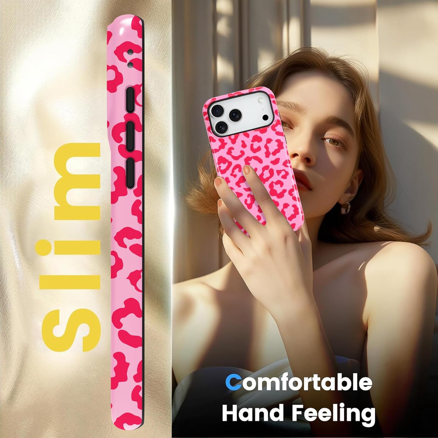 TEAUGHT Compatible with iPhone 17 Pro Max Case Support for MagSafe Cute Pattern Leopard Print Cheetah Camera Protection Cover for Girls Women -Hot Pink