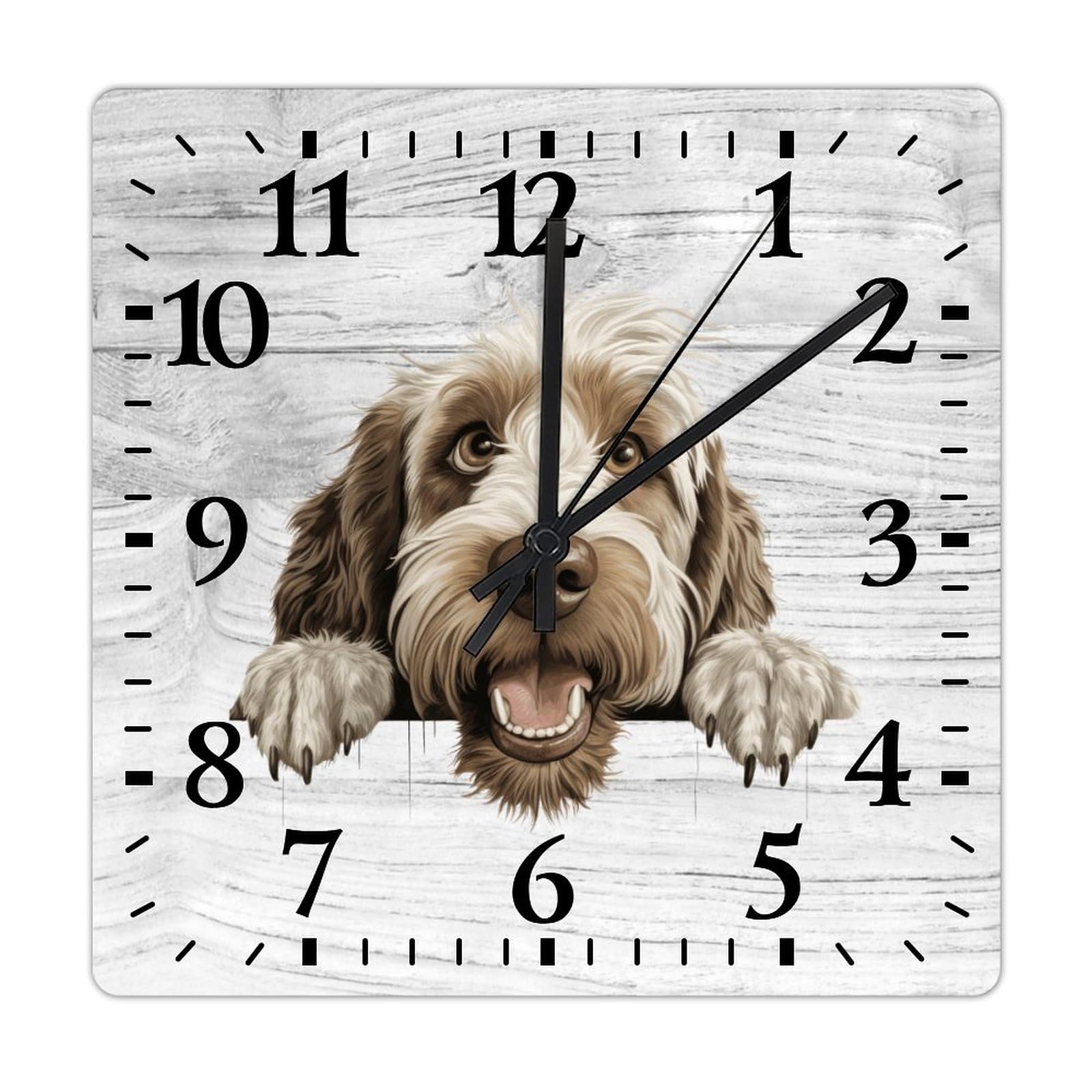 Horloge murale Spinone Italiano déco bois pour salon et cuisine