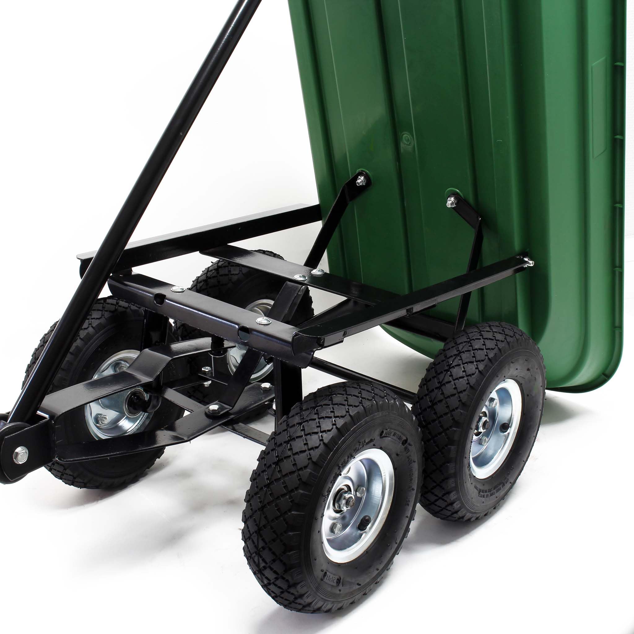 Wiltec Chariot de Jardin à Main – 1050 x 450 x 485 mm – Volume 50 L – Capacité de Charge 200 kg – avec Benne basculante et 4 Roues – Remorque Brouette jardinerie