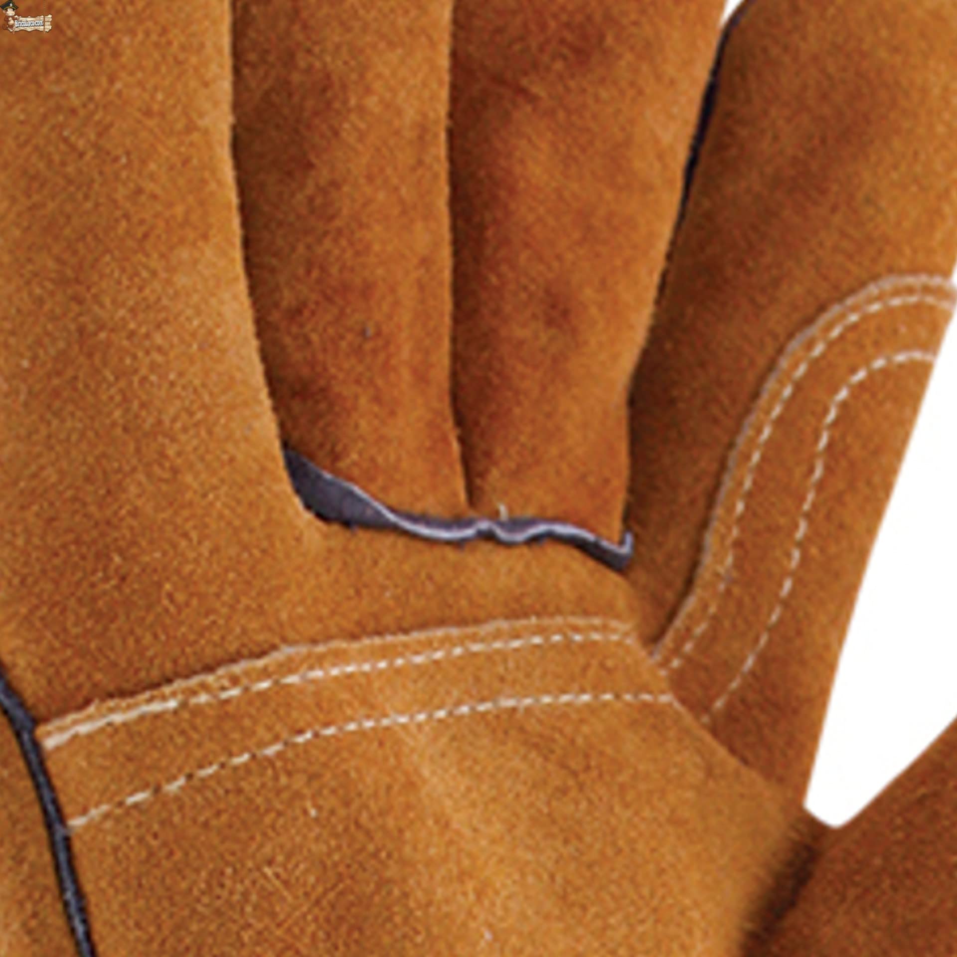 BricoLoco.com Guantes trabajo soldador. Soldadura profesional eléctrica hilo, electrodo. Largo 400 mm. Piel vacuno serraje. Refuerzo en palma. Forrados y cómodos. Talla 9. (6)