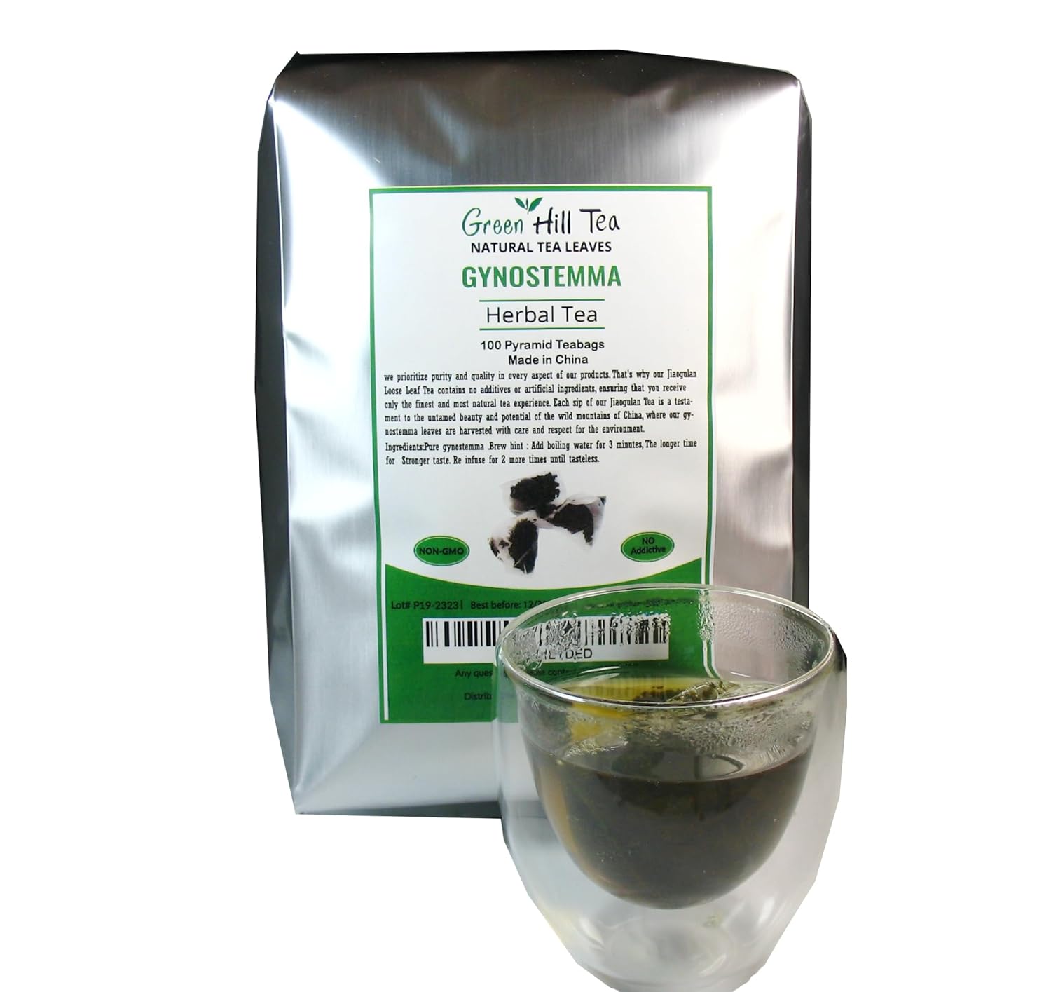 Green Hill Tea Jiaogulan Loose Leaf Tea - Caffeine-Free Ginseng Variety - Pure Gynostemma Herbal Tea – Non GMO -100 tea bags