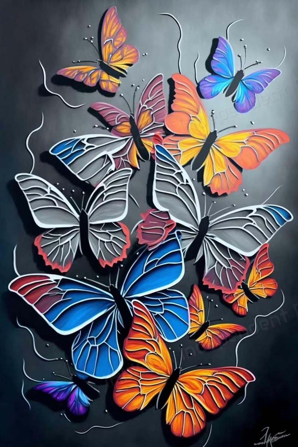 Beginner 500 Piece Jigsaw Puzzle Thread Sculpture Colorful Butterflies Wooden Jigsaw Puzzle, Take Time to Get a Sense of Accomplishment - for Unique Home Decor & Collectibles 20.5 X 15 inch