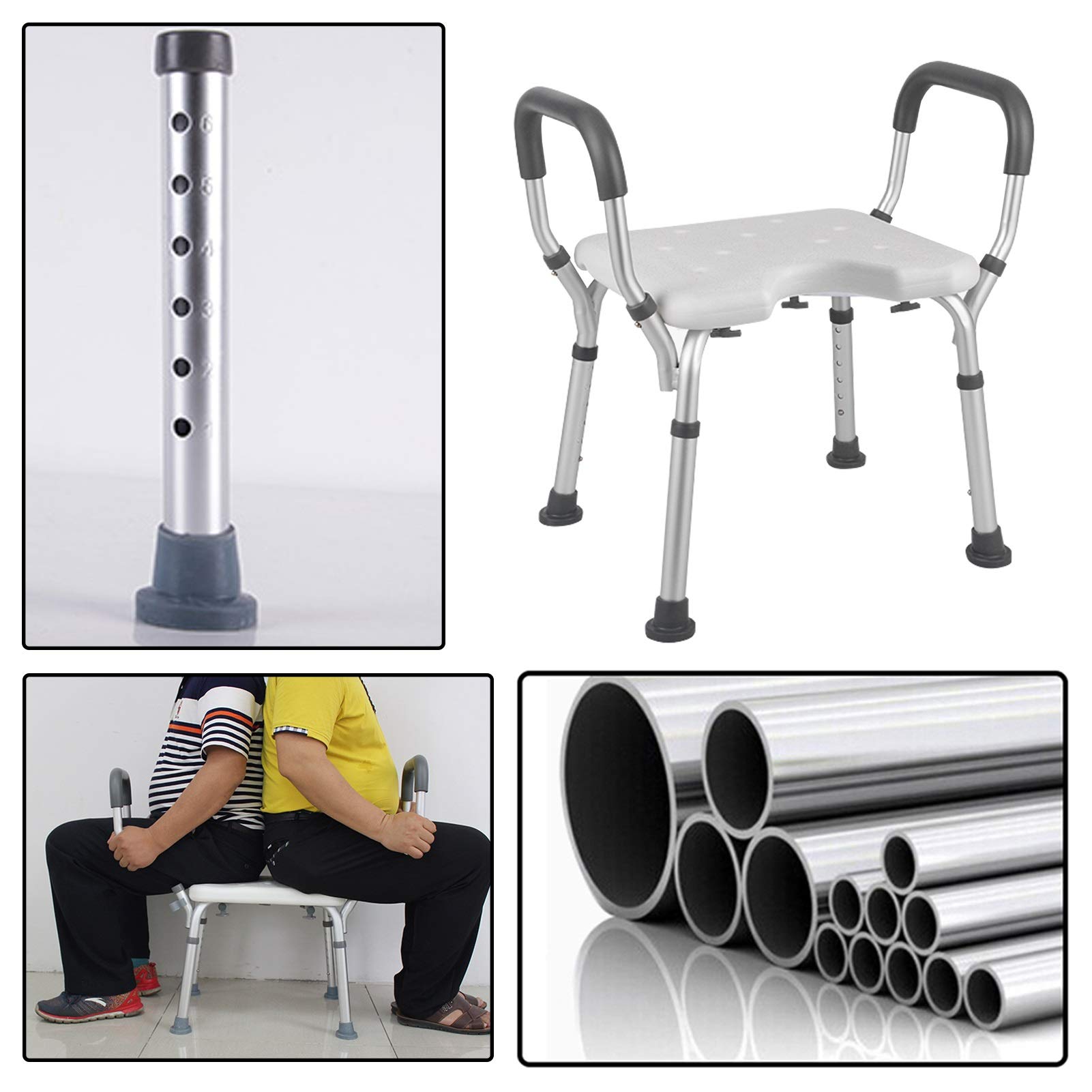 Silla de Ducha for bañera, Ducha Compacto Asiento Banco Stool Ligero Bañera con Asiento Antideslizante Assist, Silla de Ducha Ajustable médica for Ancianos, diseño Moderno