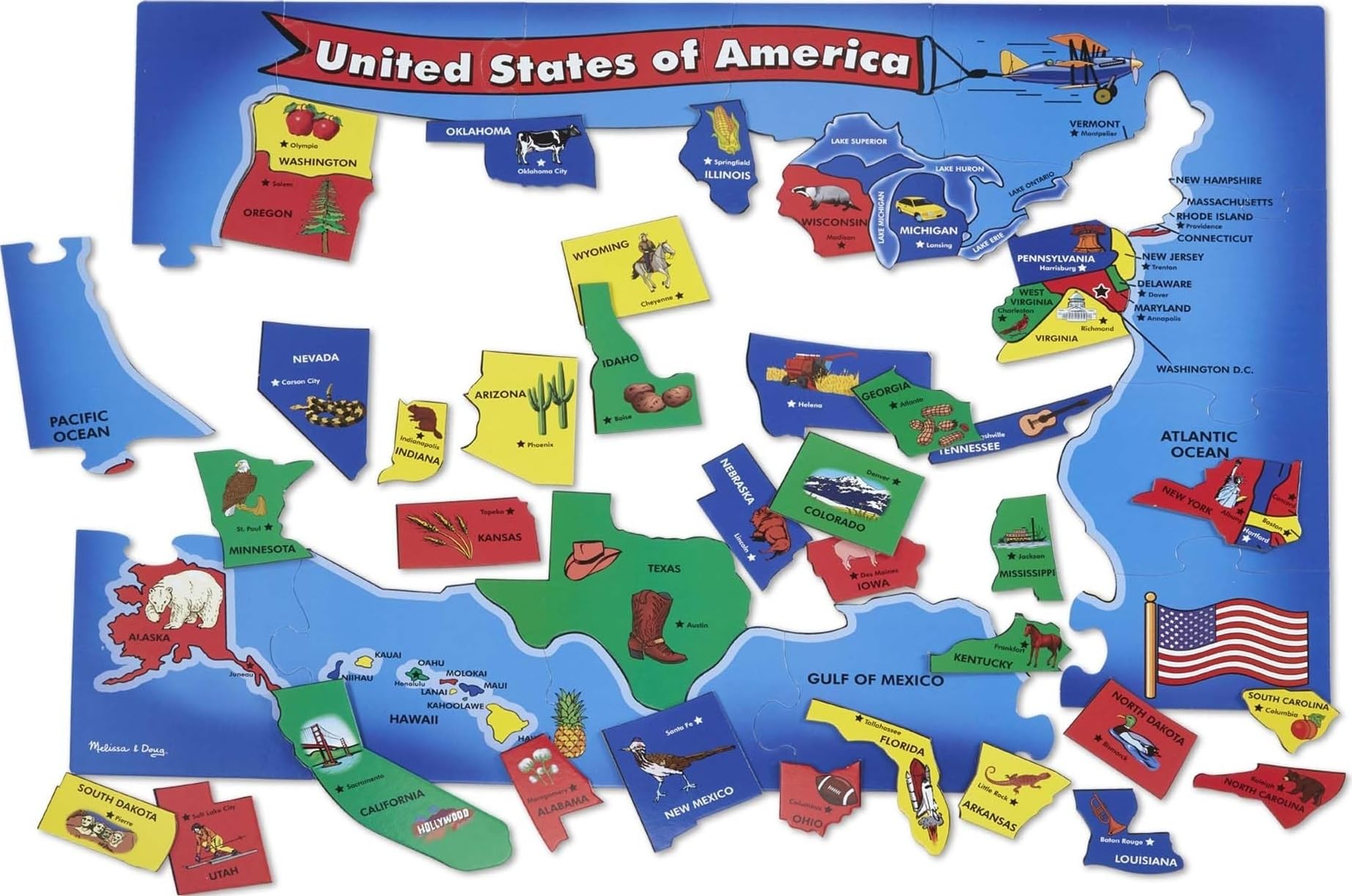 Melissa & Doug 440 Puzzle - Rompecabezas (Rompecabezas de Figuras, Mapas, Niños, 6 año(s), 914,4 mm, 609,6 mm)