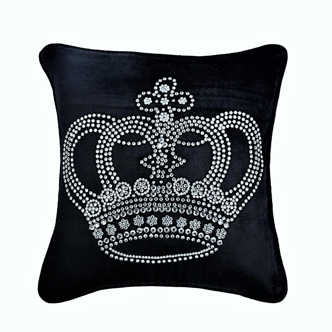 The HomeCentric Black Cushion Cases, Crystals Emperor Crown Cushions Cover Pack of 2, 45x45 cm (18"x18") Throw Cushions Cover Square Velvet Throw Cushions Cover Geometric Latin - Emperors Crown โ image 1