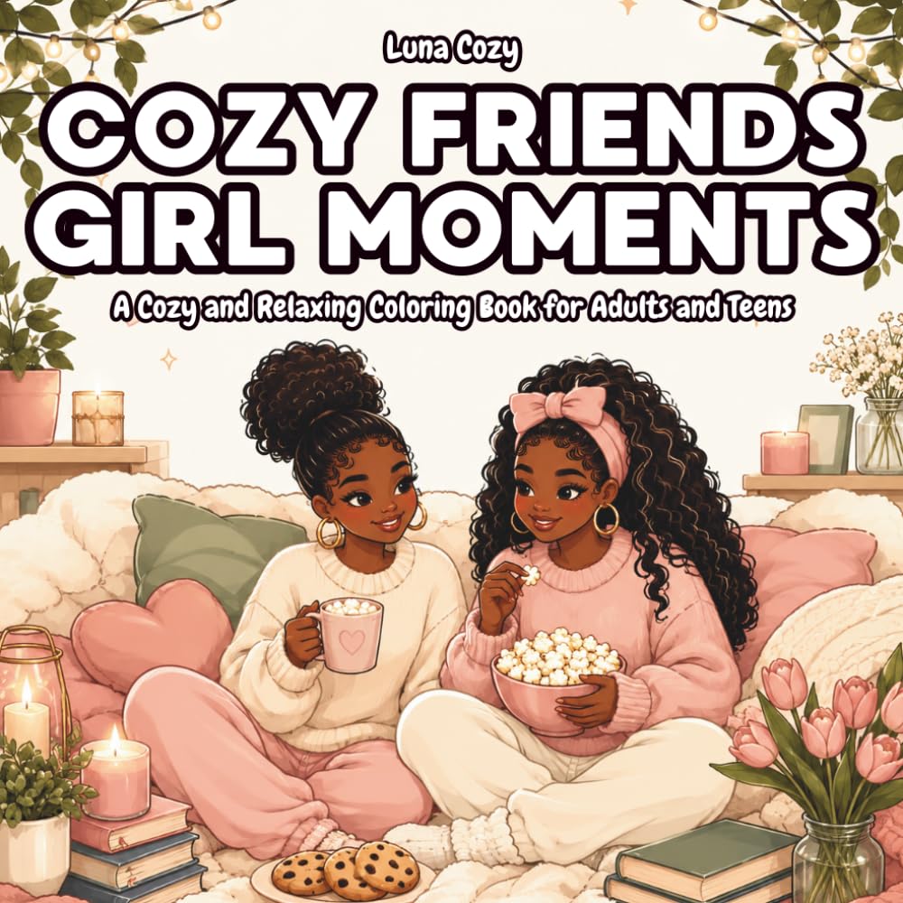 Cozy Friends Coloring Book: Relaxing Black Girl Moments with Cozy Friendship and Self Care Scenes (Cozy Friends Coloring Series)
