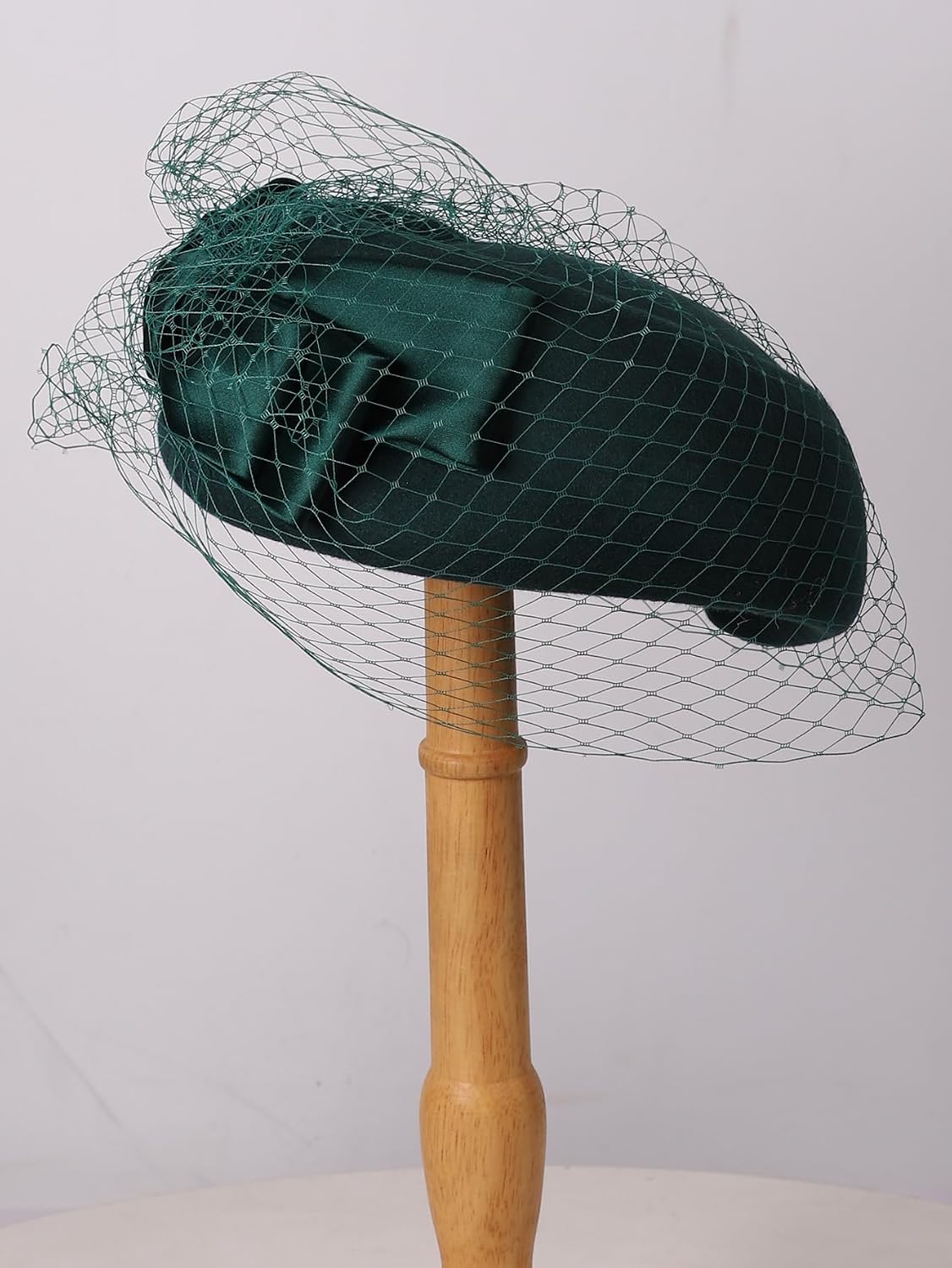 HIMESPORT Wool Felt Fascinator Hat for Women Ladies - Bowknot Veil Decor,Formal Church Tea Party Hat,Wedding Bride Cocktail
