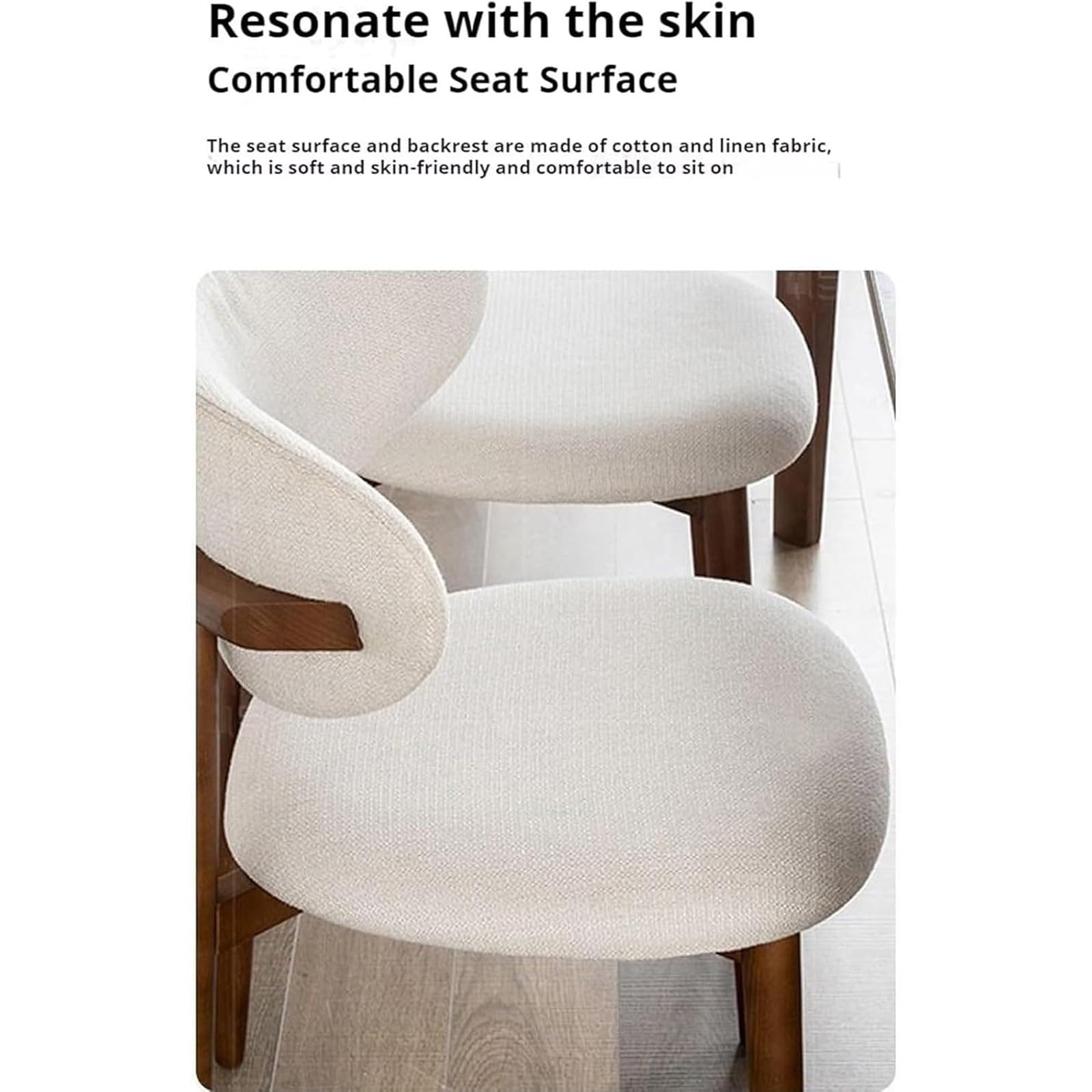 Sillas modernas de comedor de madera maciza, sillas de reposabrazos, sillas acolchadas de tela con respaldo curvo, diseño ergonómico, adecuadas para cocina y Sala de estar Walnut,6pieces