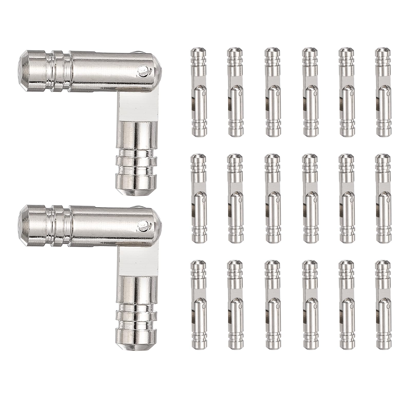 sourcing map 20 Pcs Barrel Hinges, 5 x 30 mm Jewelry Box Hinges Folding Concealed Brass Cylinder Hidden Barrel for Wooden Music Boxes Small Woodworking Projects Cabinet Doors, Silver